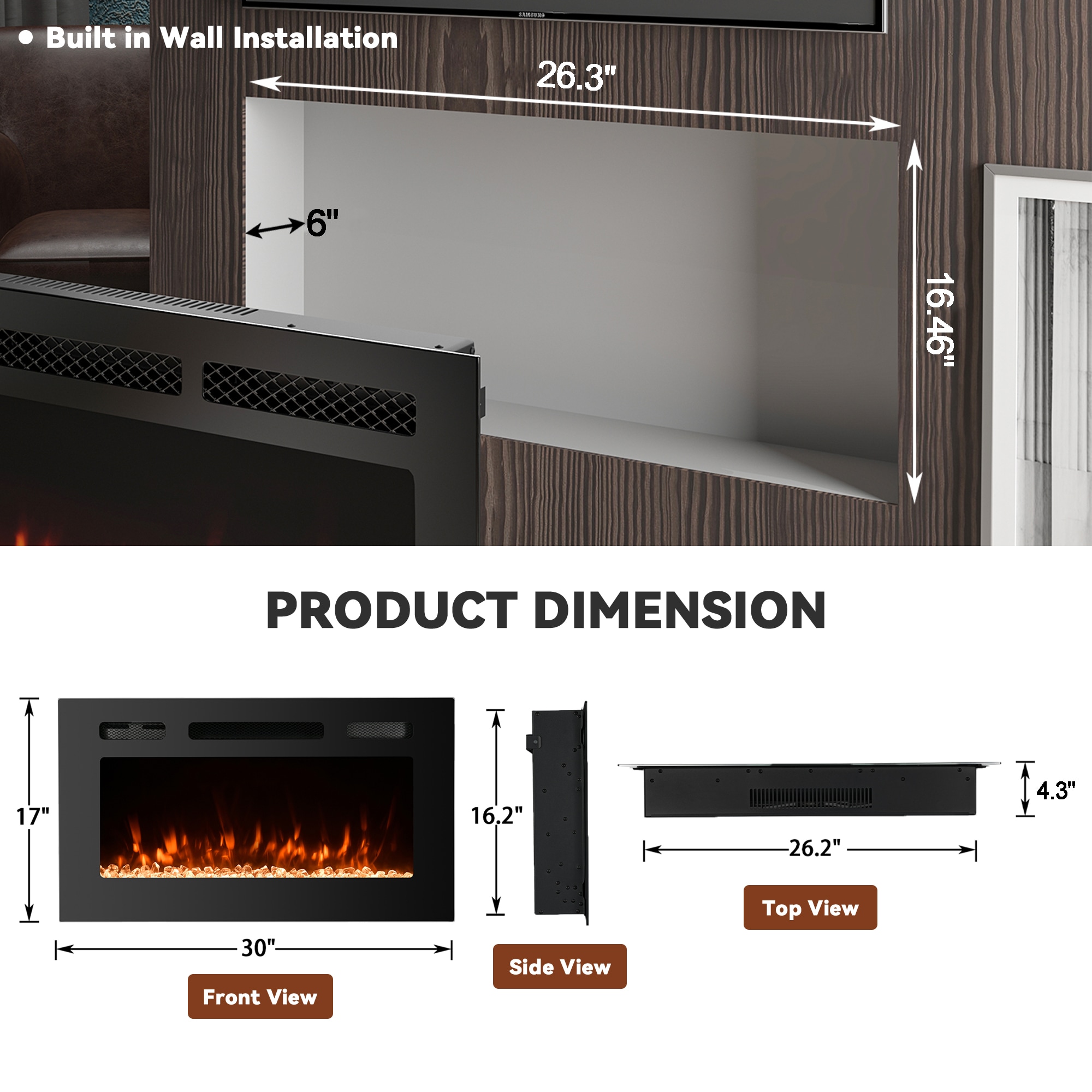 Mondawe OR-M6835B-TR Electric-Fireplaces - View #9