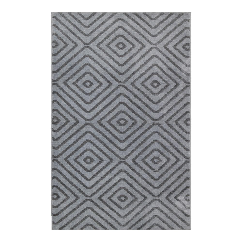 Allen Roth 2 X 4 Grey Indoor Geometric Mid Century Modern Washable   07792339 