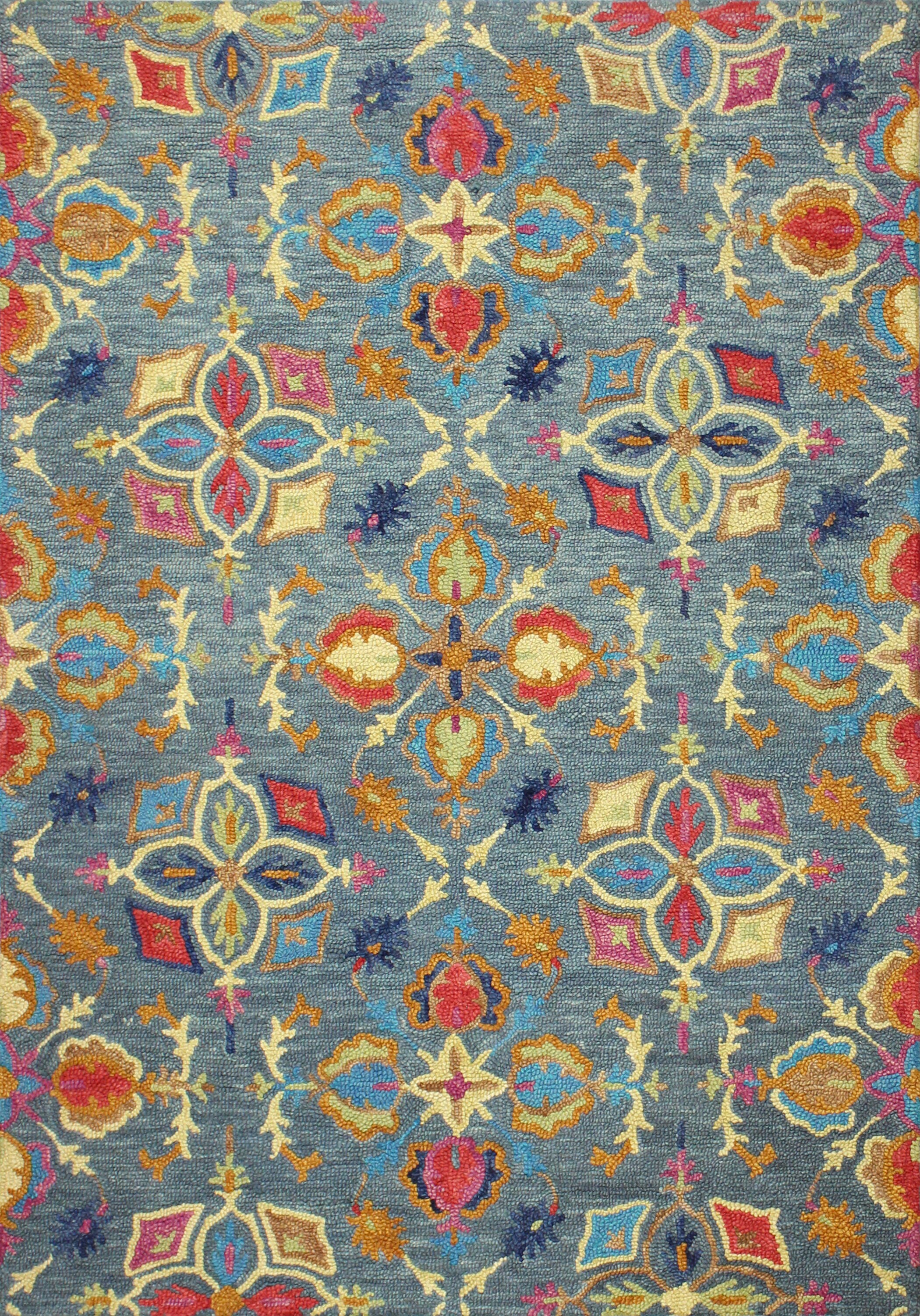 Bashian 649652264202 4 X 6 (ft) Wool Slate Indoor Floral/Botanical Oriental Area Rug