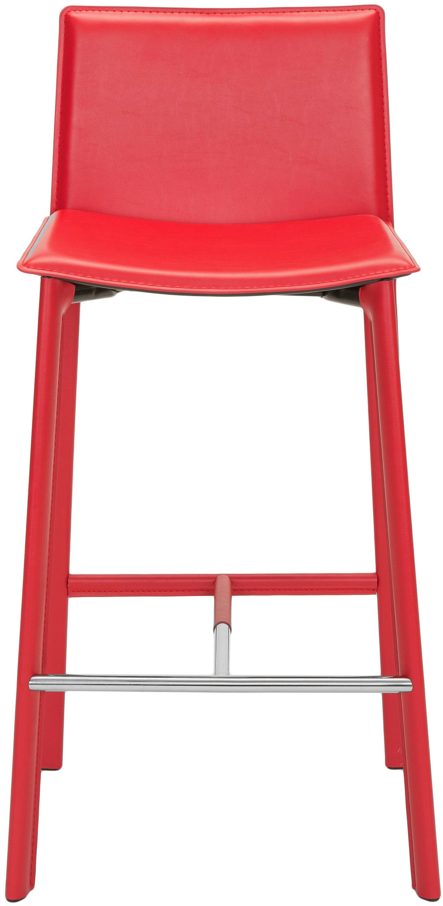 Safavieh FOX2004R-SET2 Janet Set of 2 Red 28.5-in H Bar height Upholstered Metal Bar Stool with Back