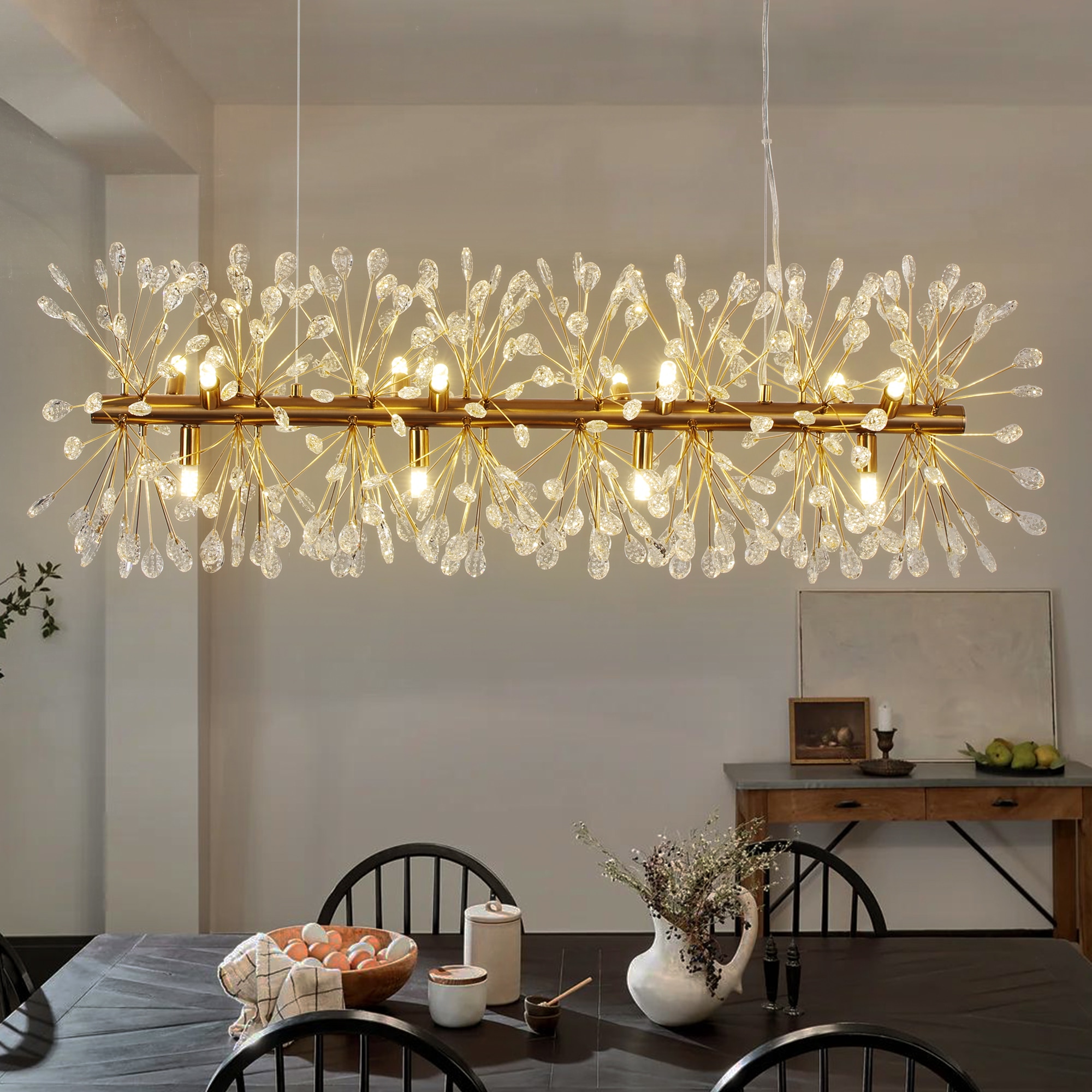 Rennnsan CL810163948 Shawn 12 -Light Gold Glam Crystal For Use in Bedrooms, Dining Rooms, Foyers, Kitchens, Living Rooms Chandelier