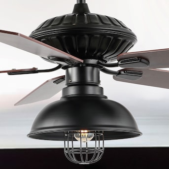 Jonathan Y Ashton Rustic 52 In Black Indoor Downrod Or Flush Mount Ceiling Fan With Light And Remote 5 Blade The Fans Department At Lowes Com