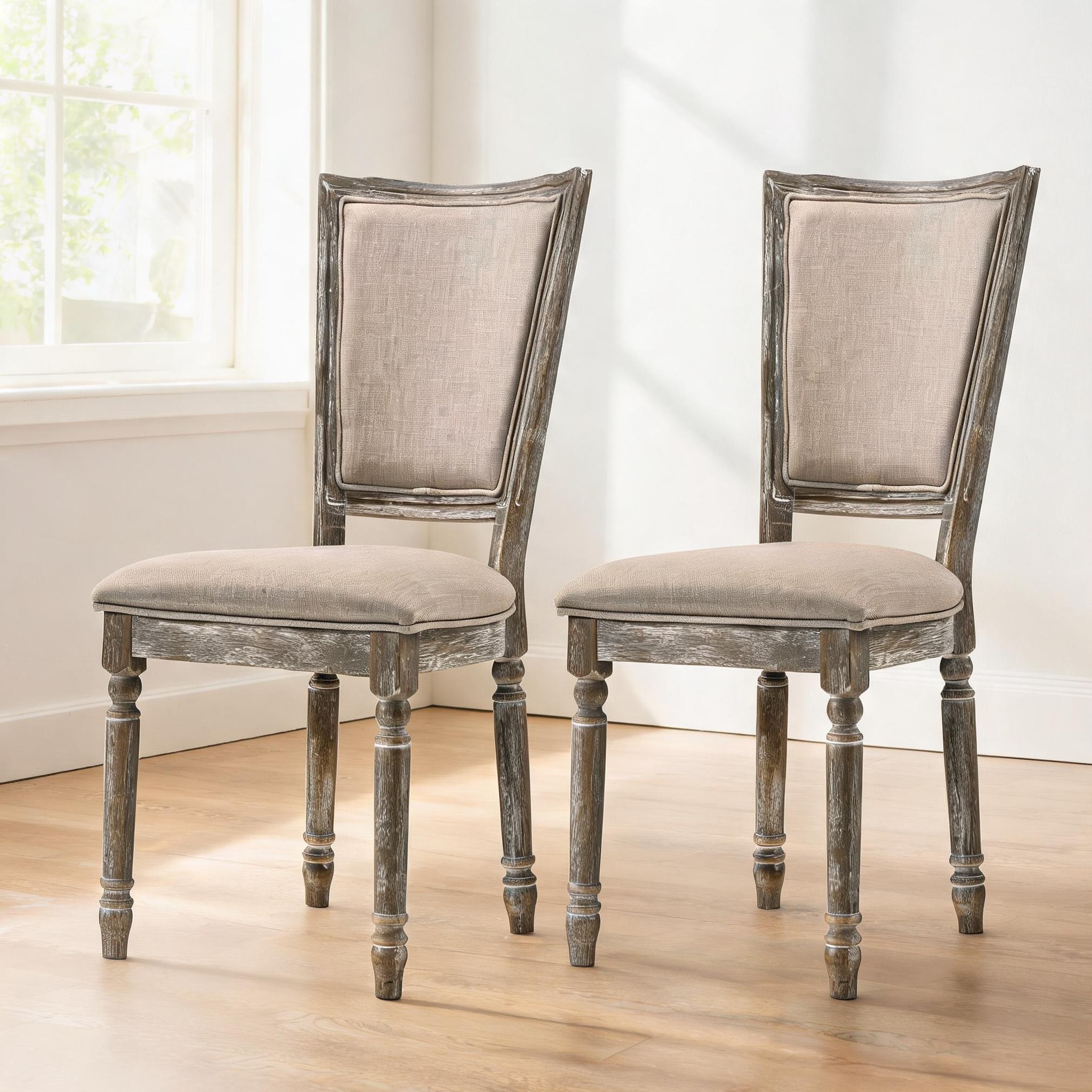 Watnature Rustic Side Chairs (Set of 2) with Padded Seats and Backs ...
