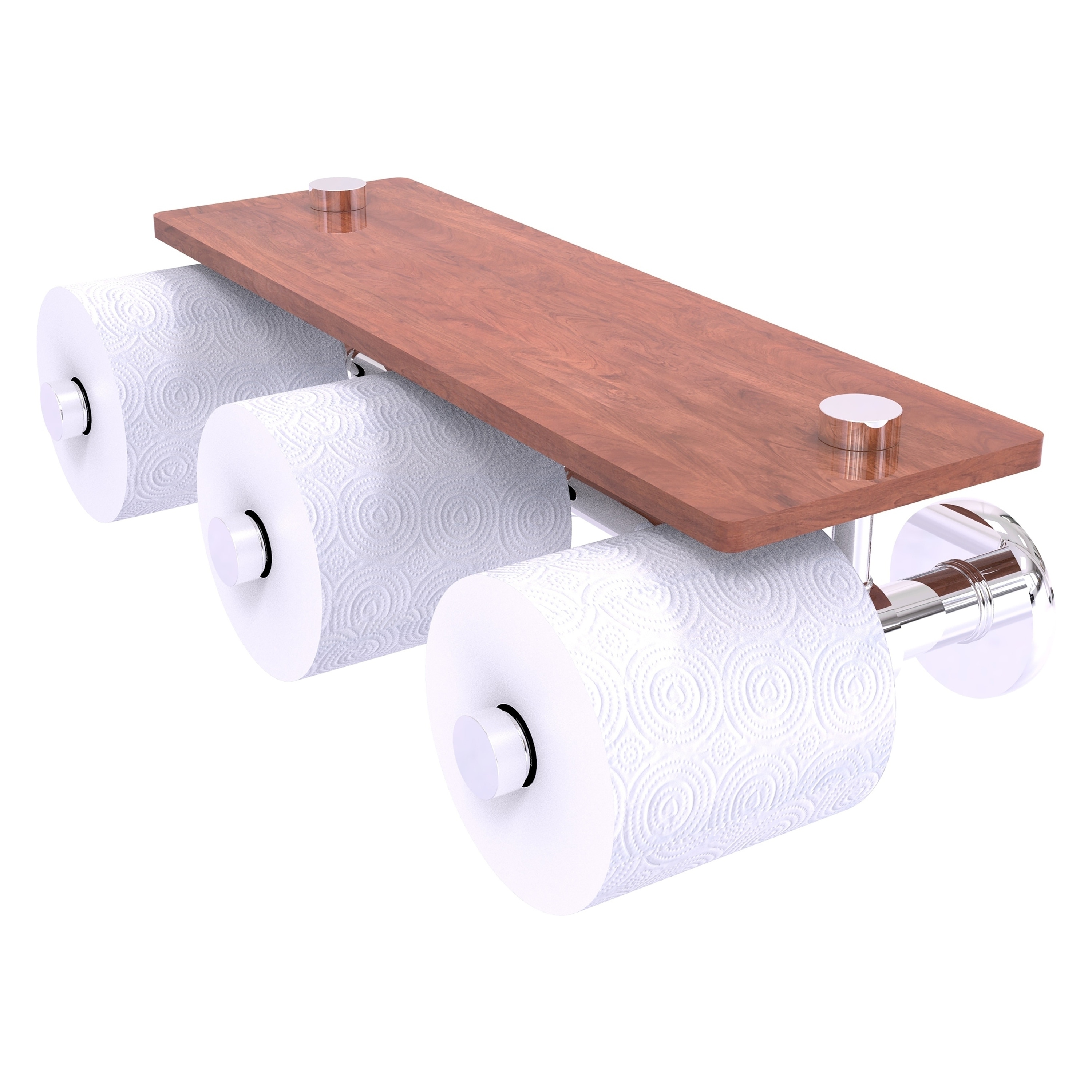 Allied Brass P1000-35-3S-IRW-PC Prestige Skyline Polished Chrome Wall mount Double post Toilet Paper Holder 3 -Rolls with Storage