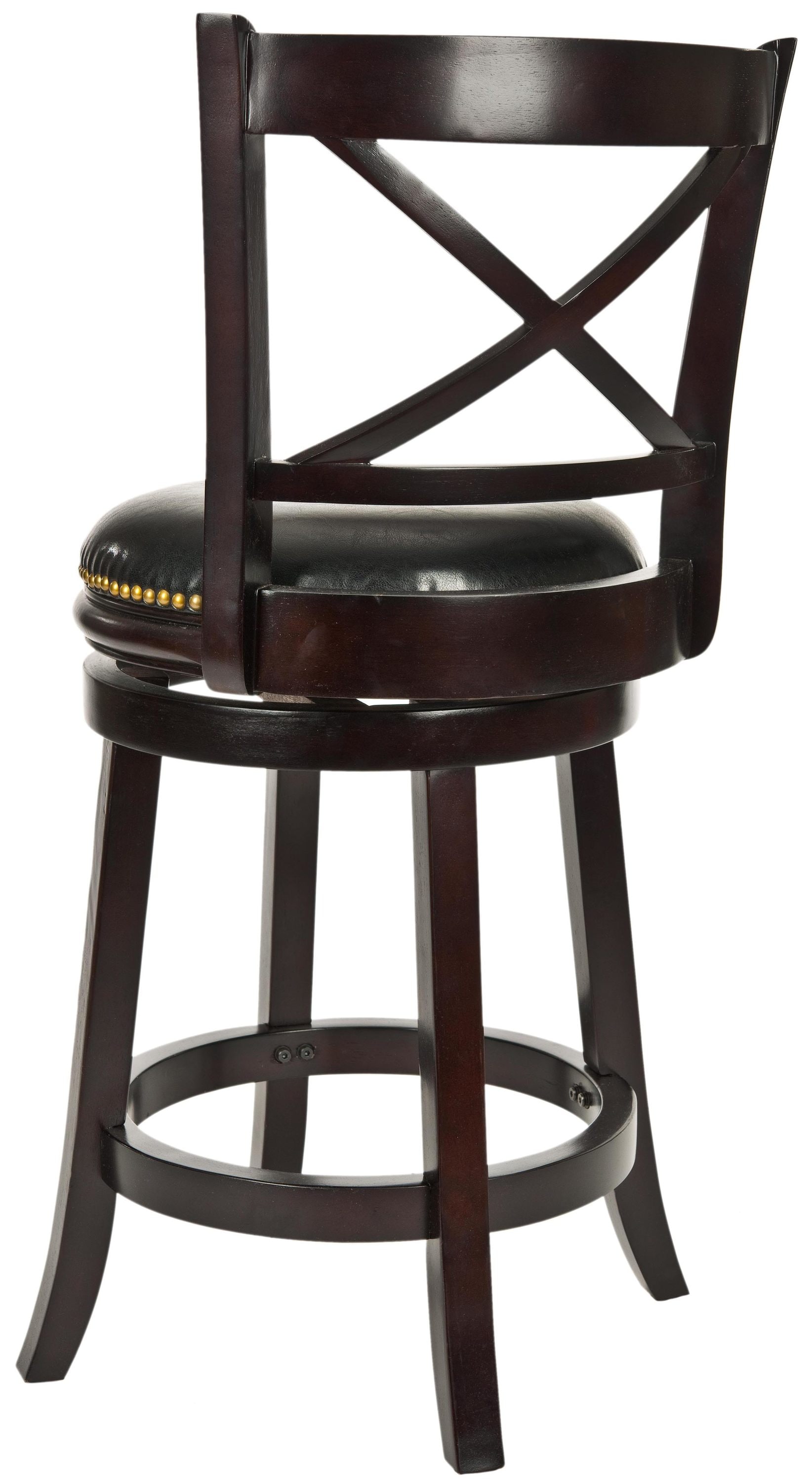 Butler Cappuccino Black Leather Swivel Counter Stool