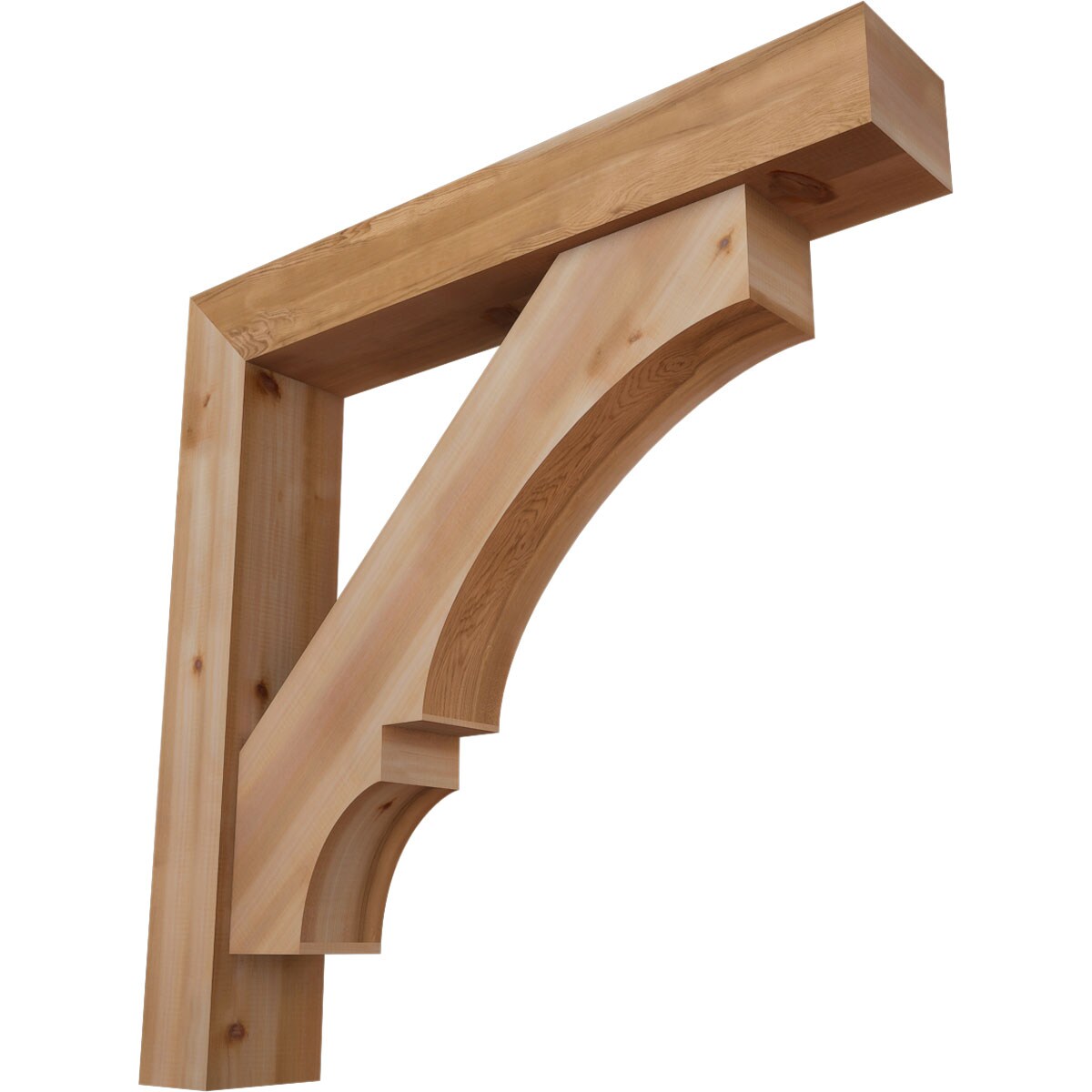 Ekena Millwork 1462003 Balboa Block Smooth Bracket with Offset Brace Western Red Cedar Wood Standard Bracket
