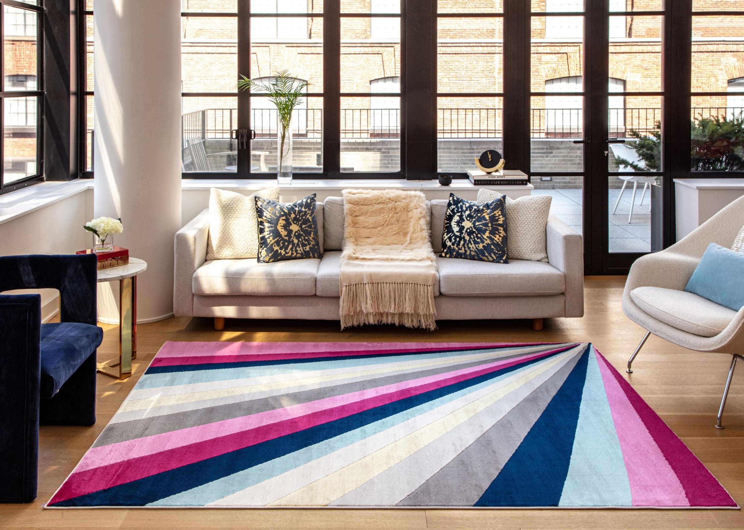 Rugs America 32170 Vera 8 x 10 (ft) Loomed Polypropylene Sun Ray Rectangular Indoor Stripe Area rug