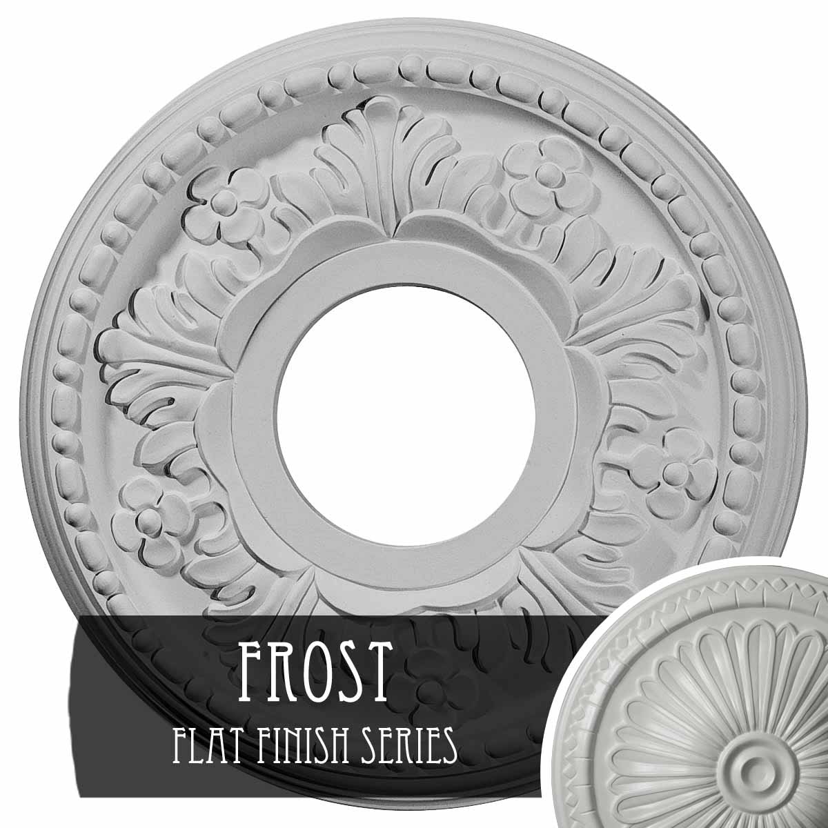 Ekena Millwork CM11HEFRF Helene 11.875-in W x 11.875-in L Painted Frost Polyurethane Whole Ceiling Medallion