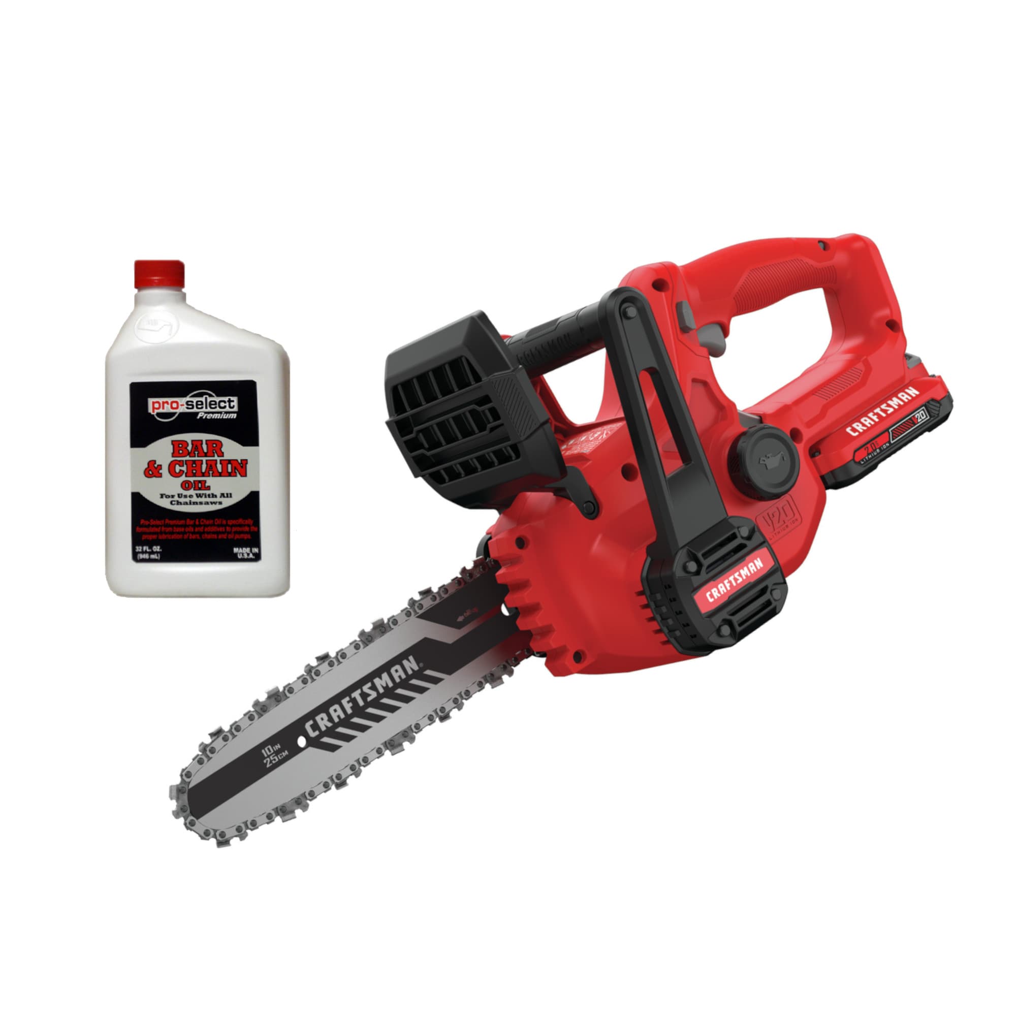 Shop CRAFTSMAN 20-Volt Max 10-in Cordless Electric Chainsaw 2 Ah (Battery &  Charger Included) & Oil at