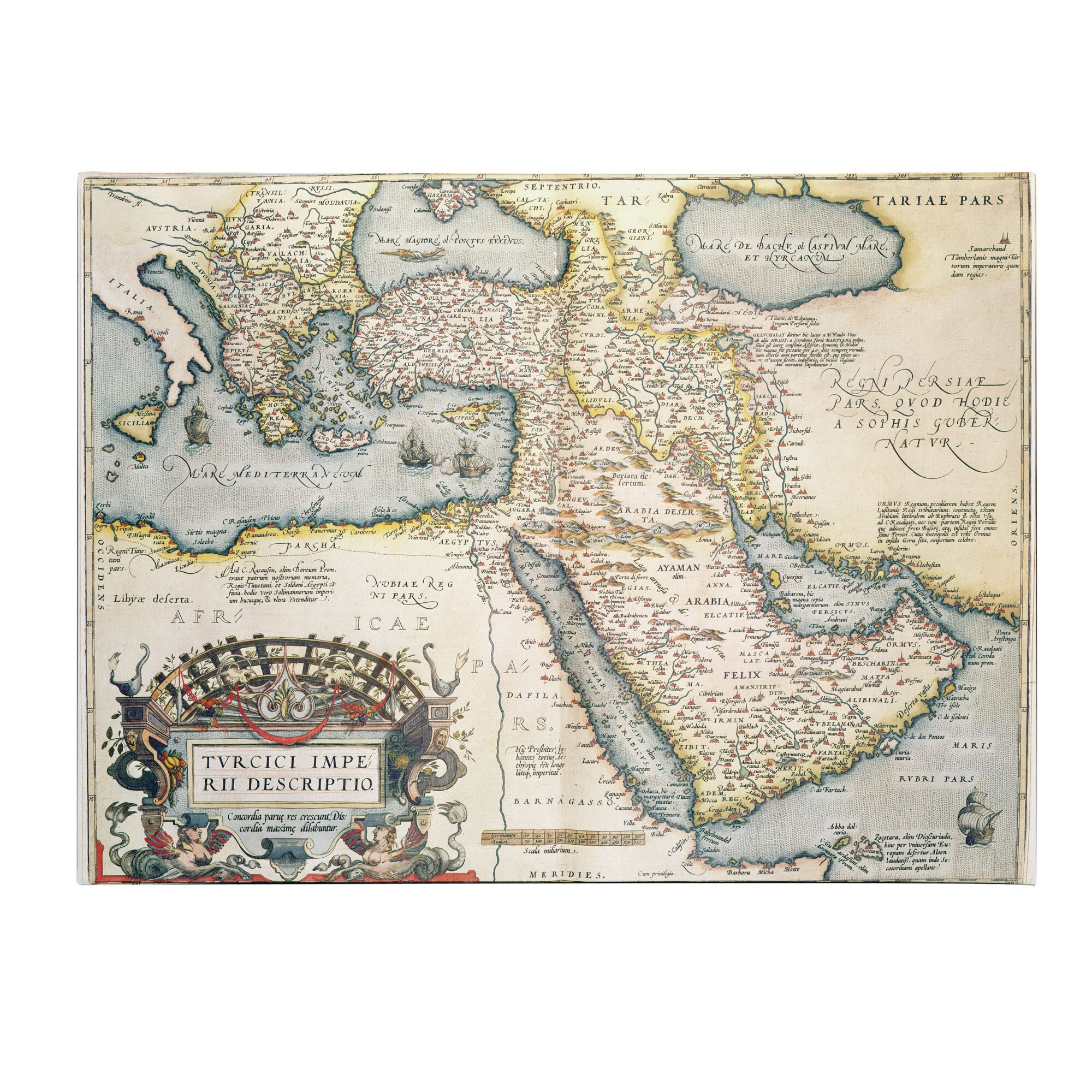 Trademark Fine Art BL00629-C2432GG Abraham Ortelius Framed 24-in H x 32-in W Maps Print on Canvas