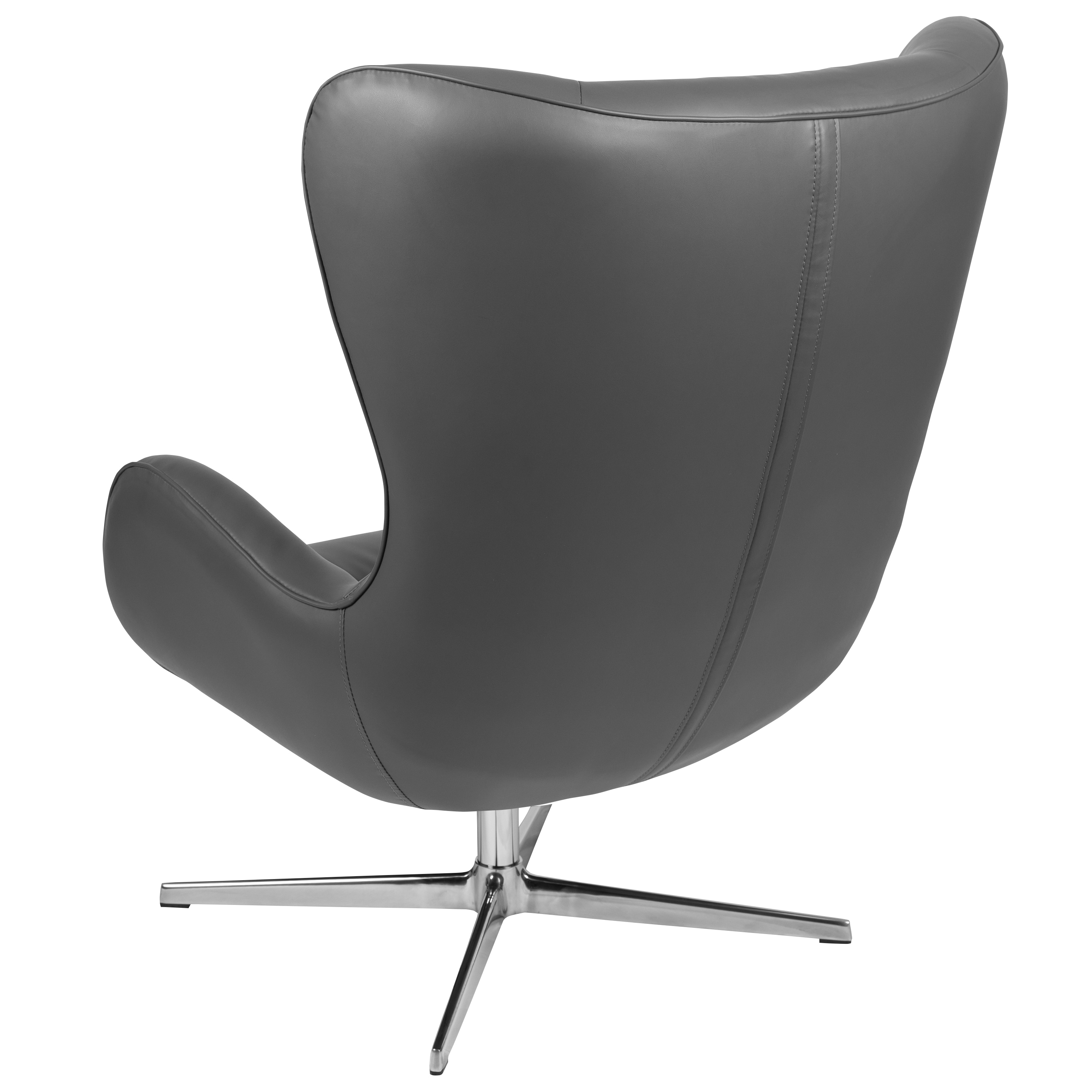 Sophisticated Gray LeatherSoft Swivel Wing Accent Chair