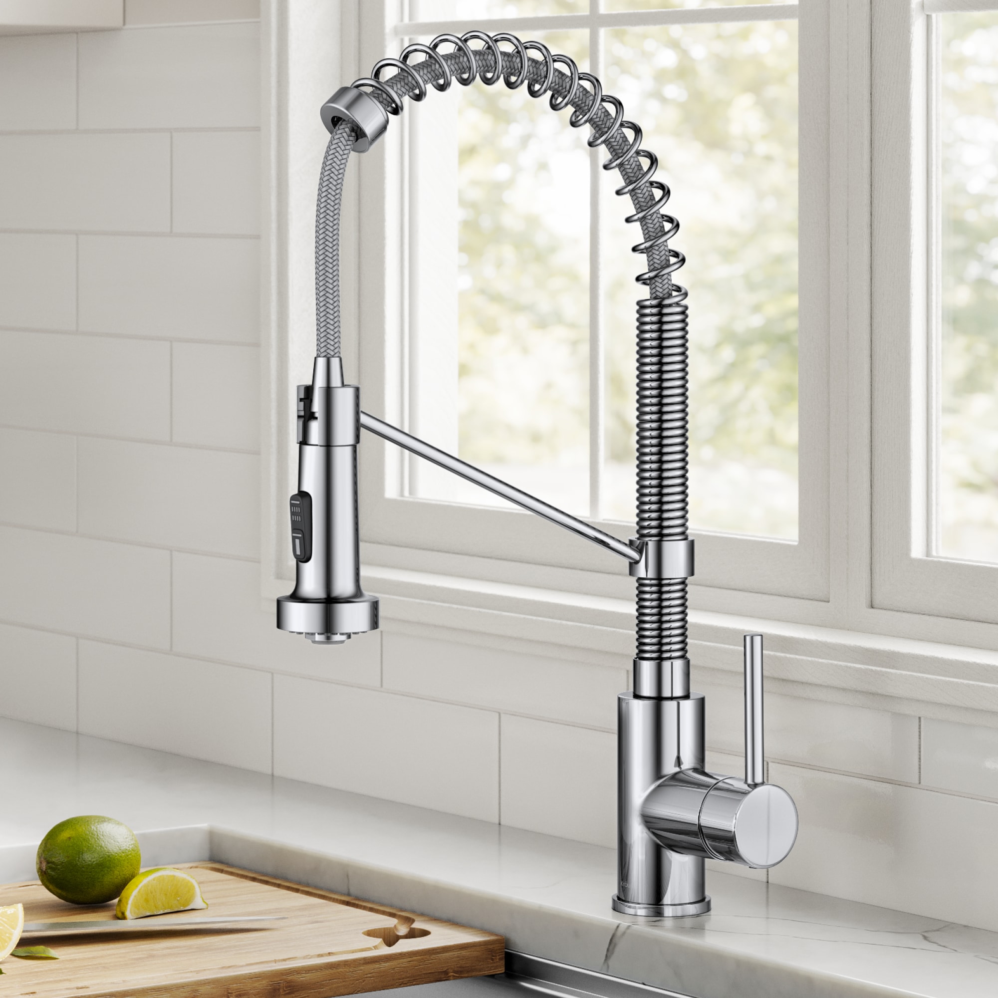 Chrome Commercial Style Pull-Down Kitchen Faucet with Pull-out Spray