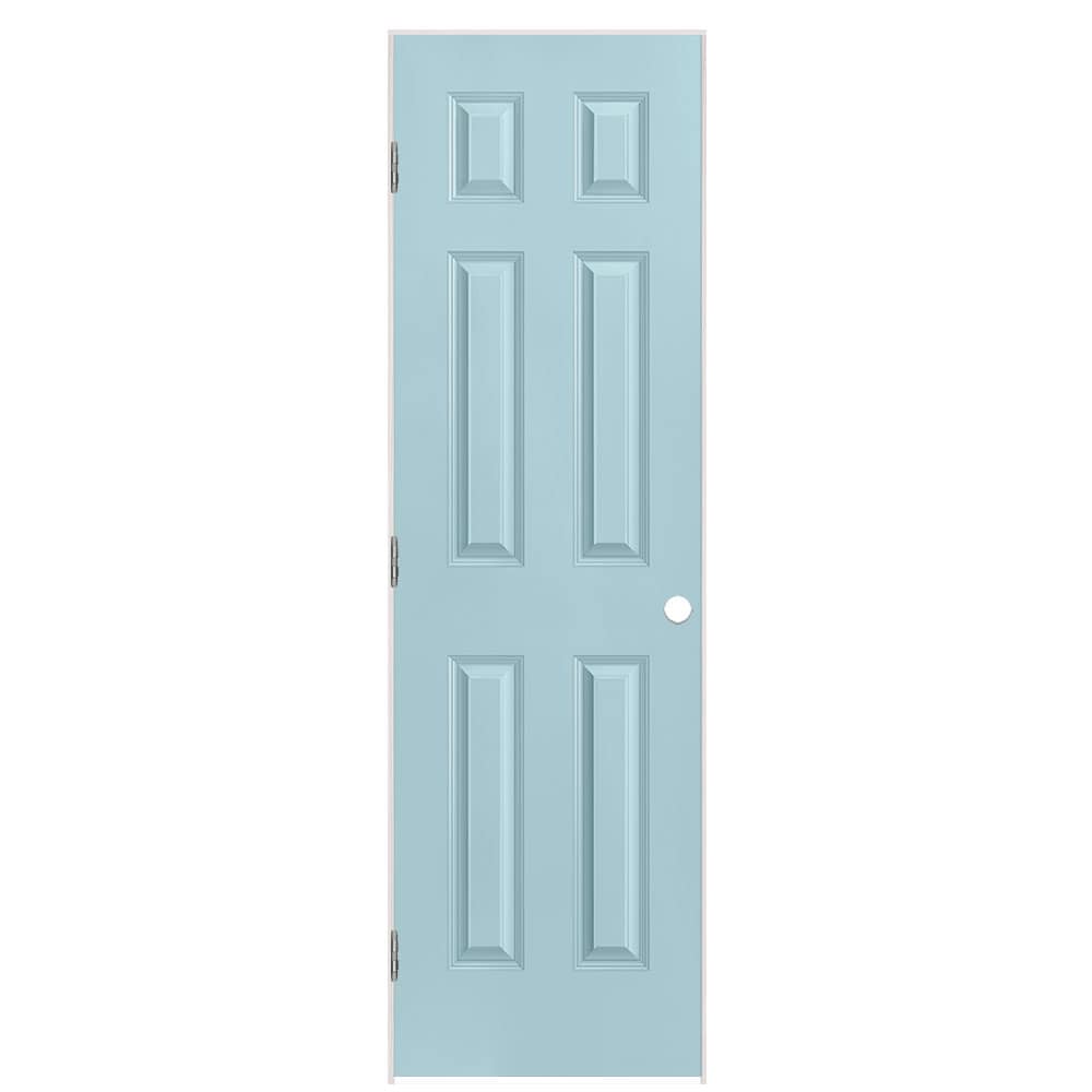 Masonite 1317377 24-in x 80-in Sea Mist Solid core 6-panel Left hand Smooth Prefinished Molded composite Flat Jamb Single Prehung Interior Door