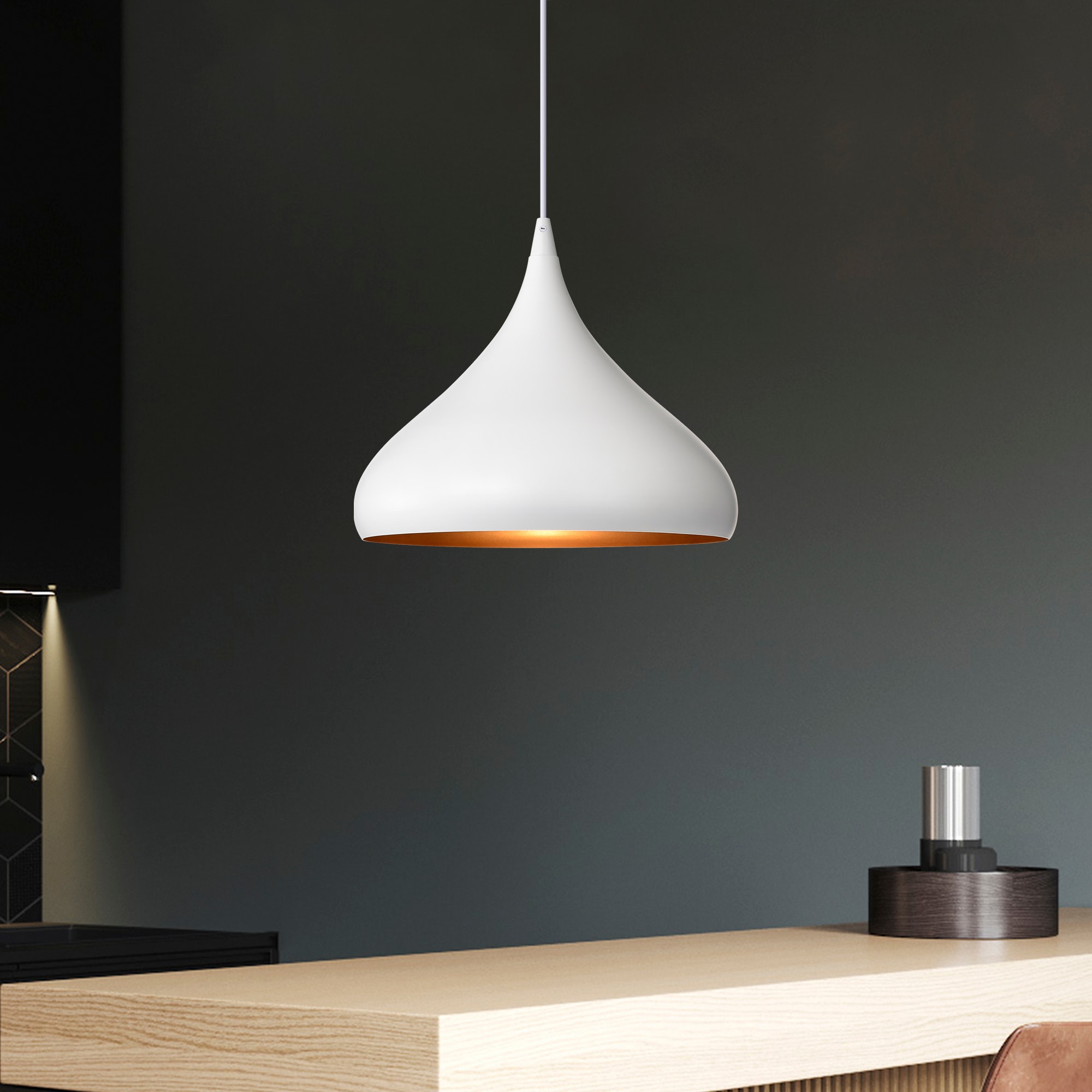 Edvivi EPJ3964WH 1 -Light White Modern/contemporary Teardrop Medium Hanging Pendant light