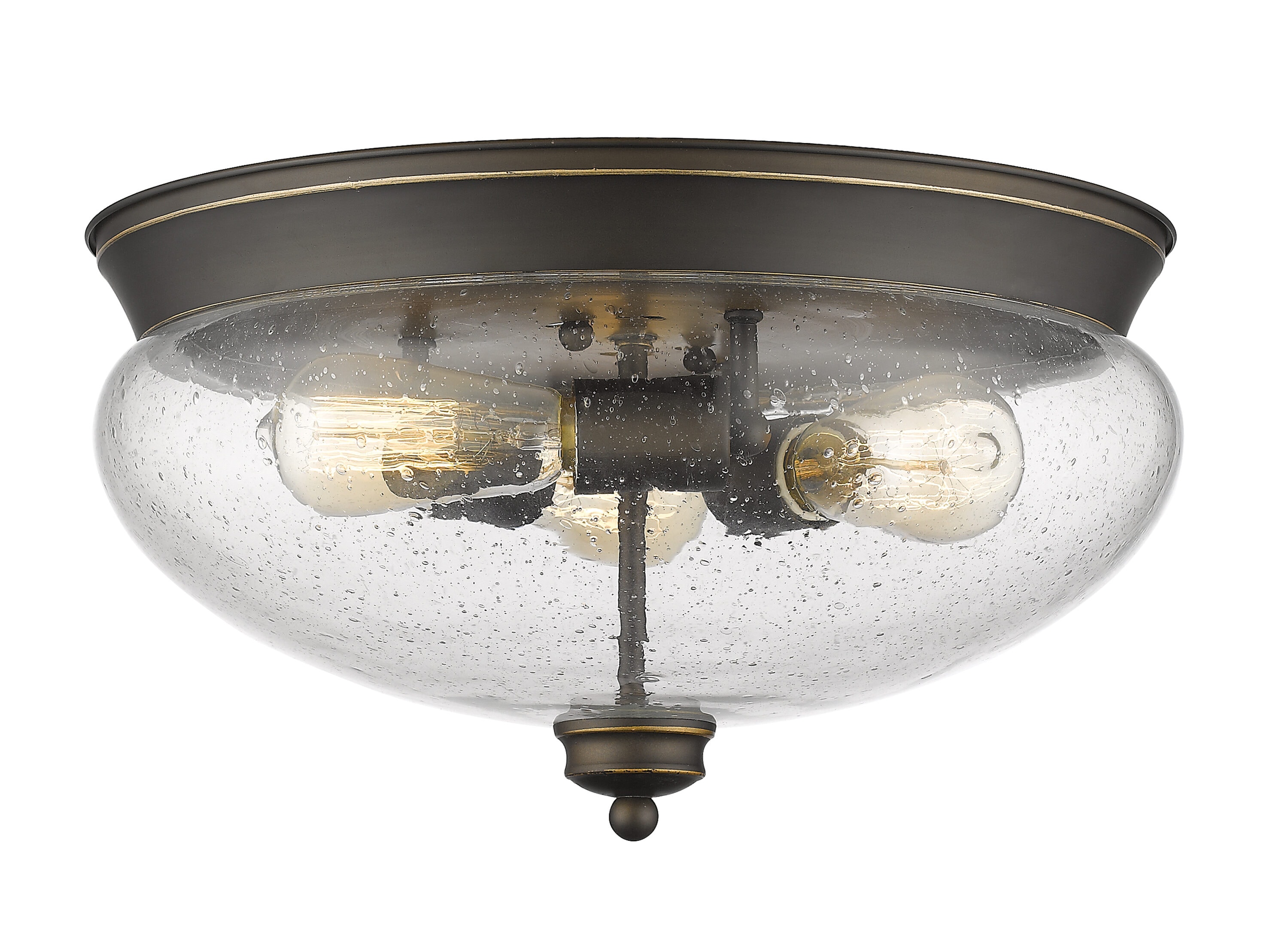 Z-Lite 722F3-OB Amon 3 -Light 15-in Antique Bronze Flush Mount Light