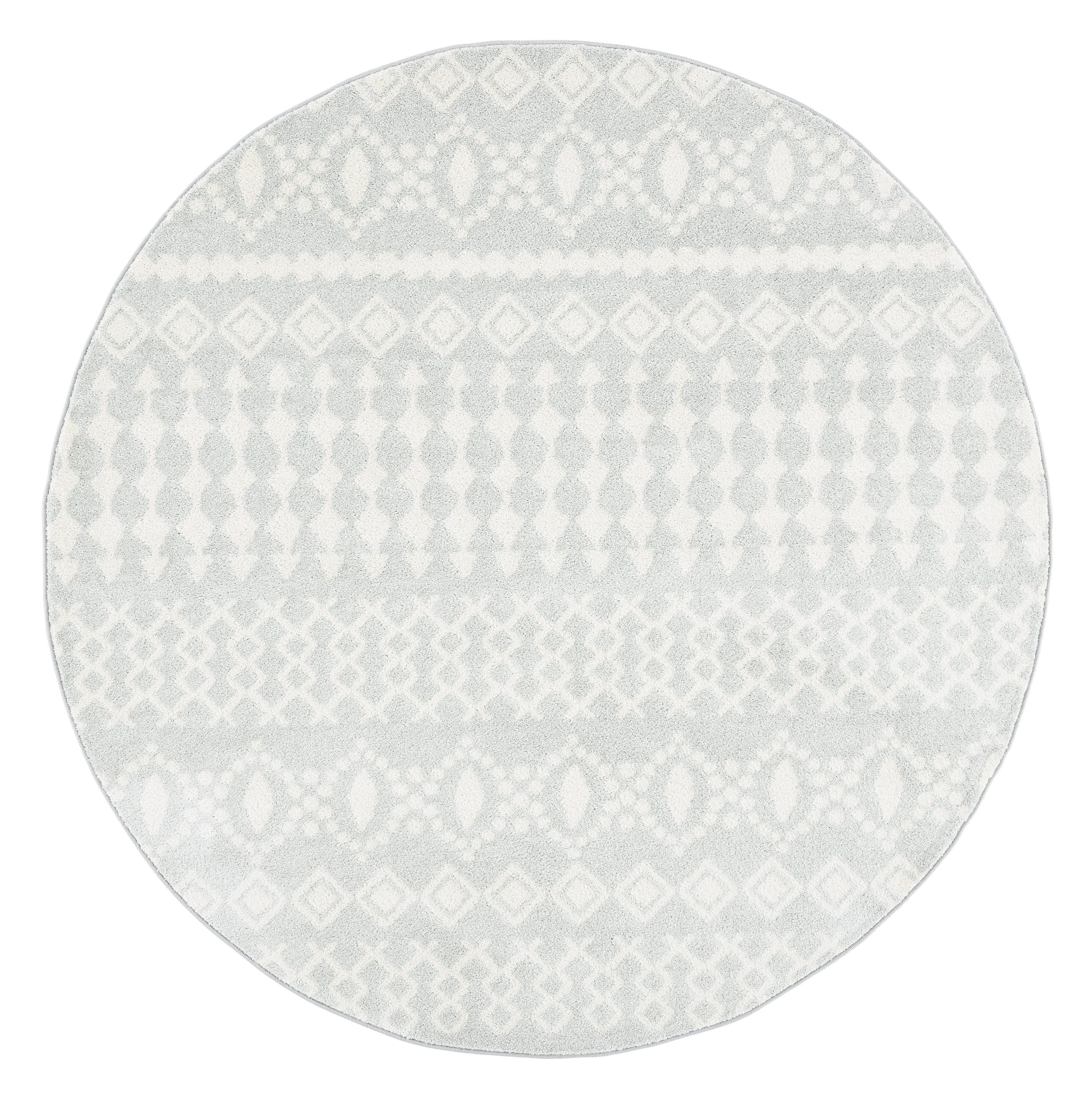 Safavieh TUL240G-7R Tulum Astra 7 x 7 (ft) Loomed Polypropylene Light Gray/Ivory Round Indoor Geometric Bohemian/Eclectic Area rug