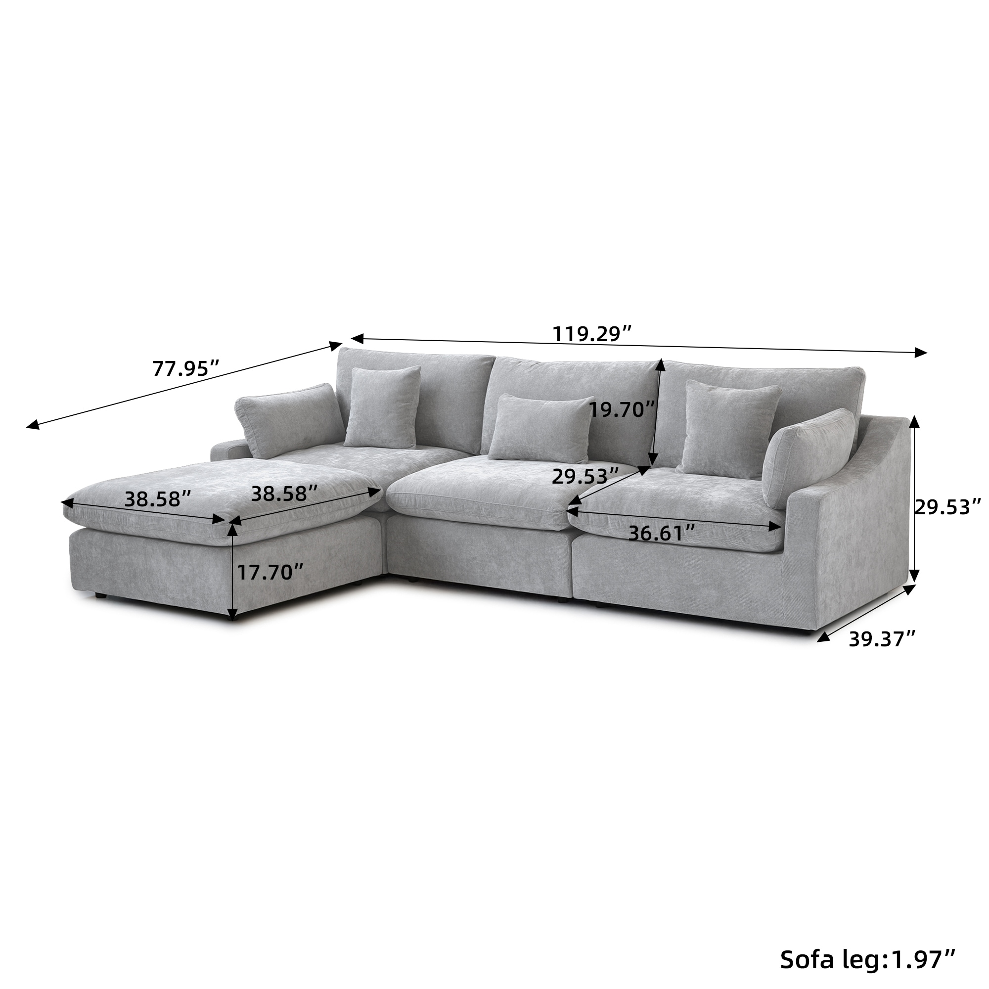 BuotiqHom DH-S3+1-140LG Sofas-Loveseats - View #9