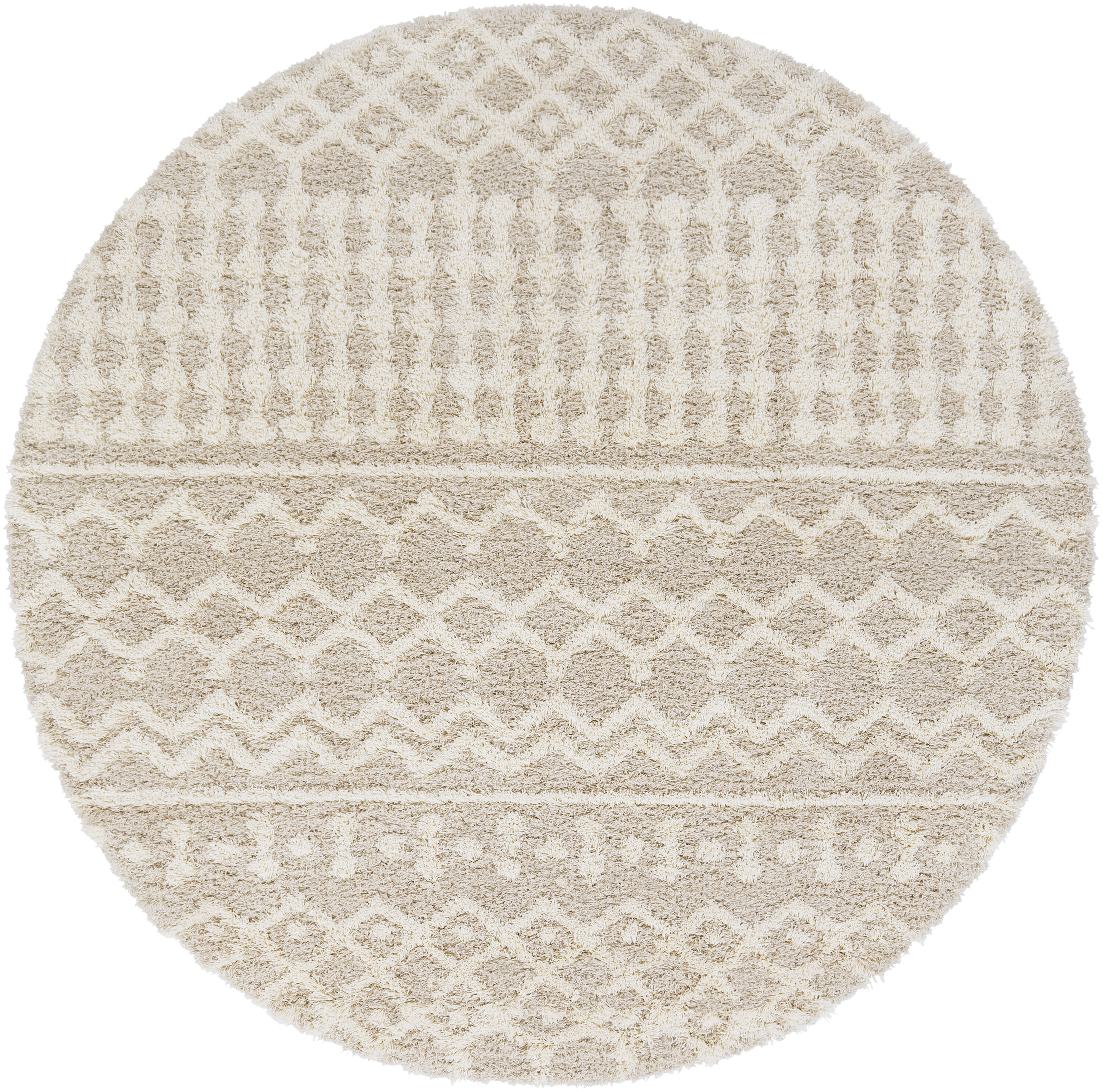Livabliss USG2303-710RD Urban Shag 8 x 8 (ft) Polypropylene Beige Round Indoor Geometric Global Area rug