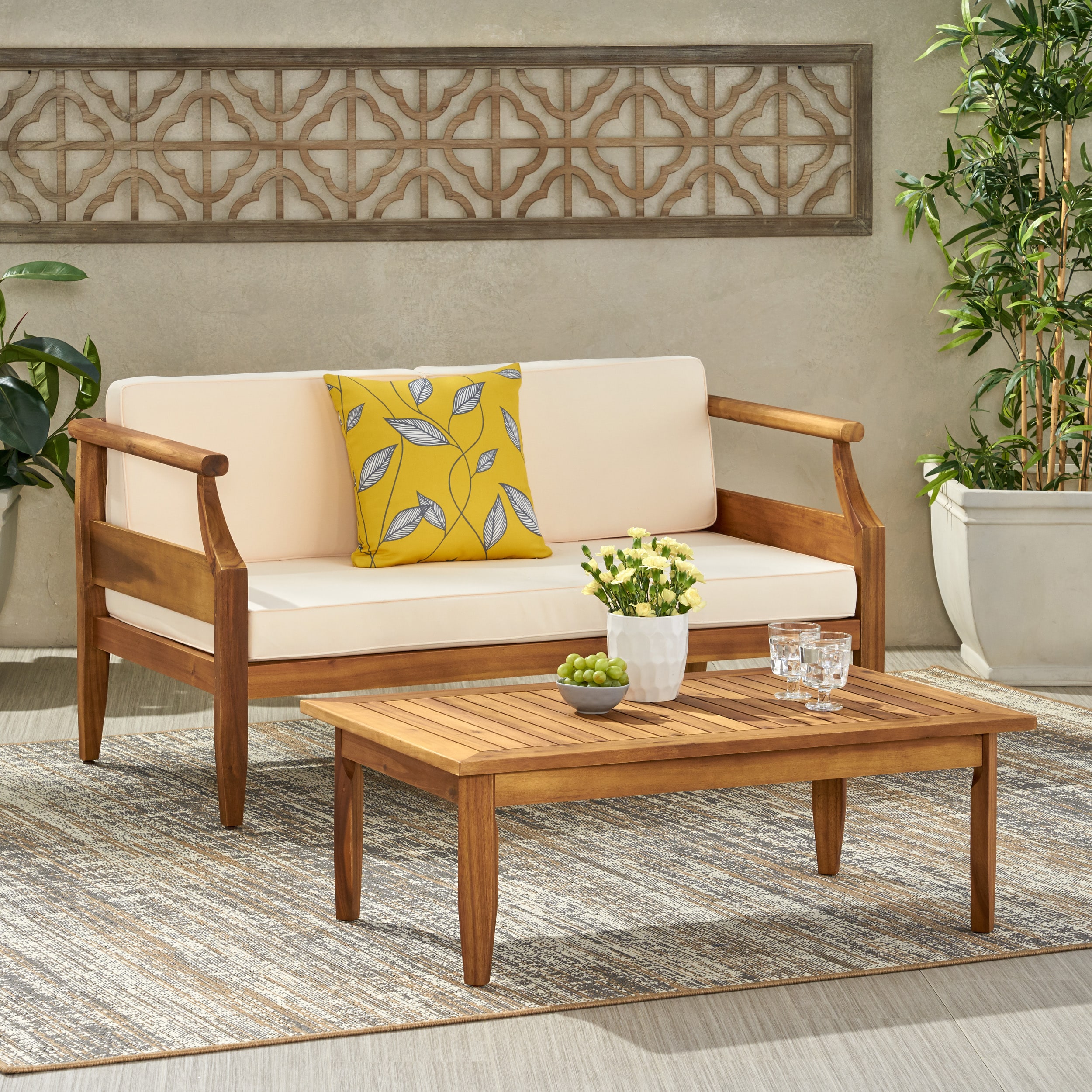 Christopher Knight Home Aston Acacia Wood Outdoor Loveseat and