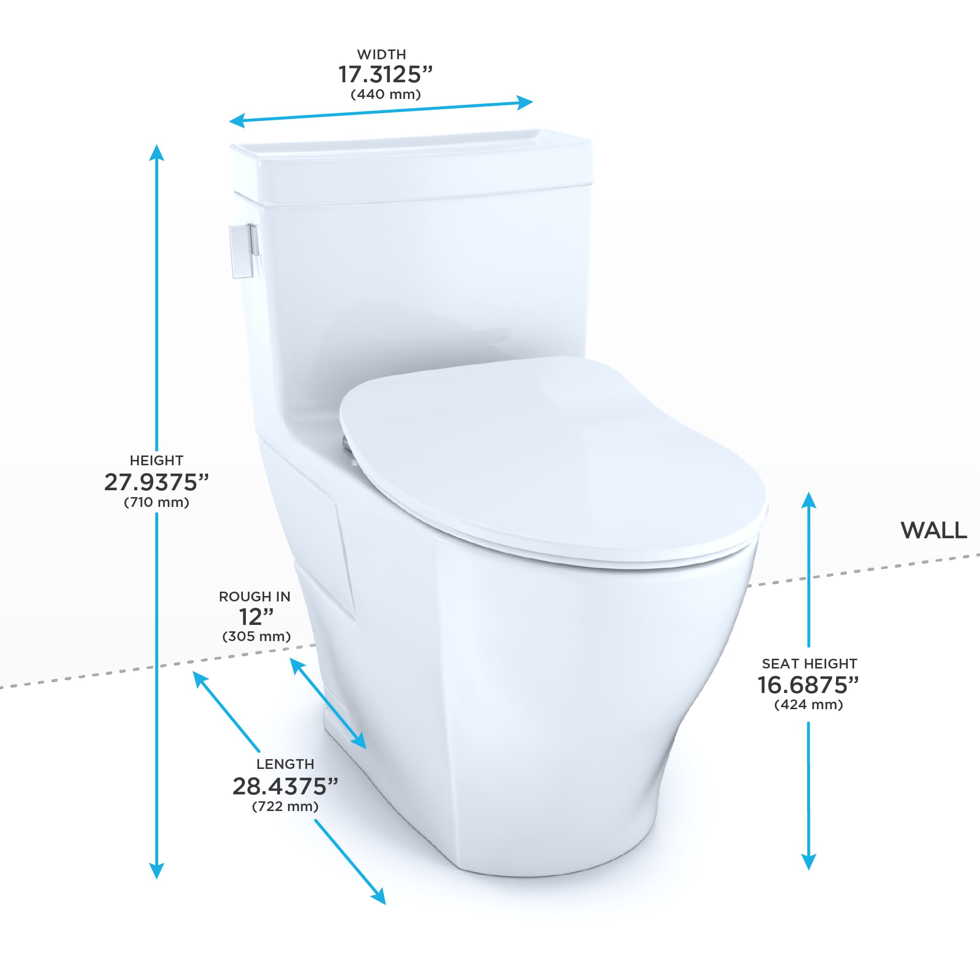 White Elongated One-Piece High Efficiency Toilet