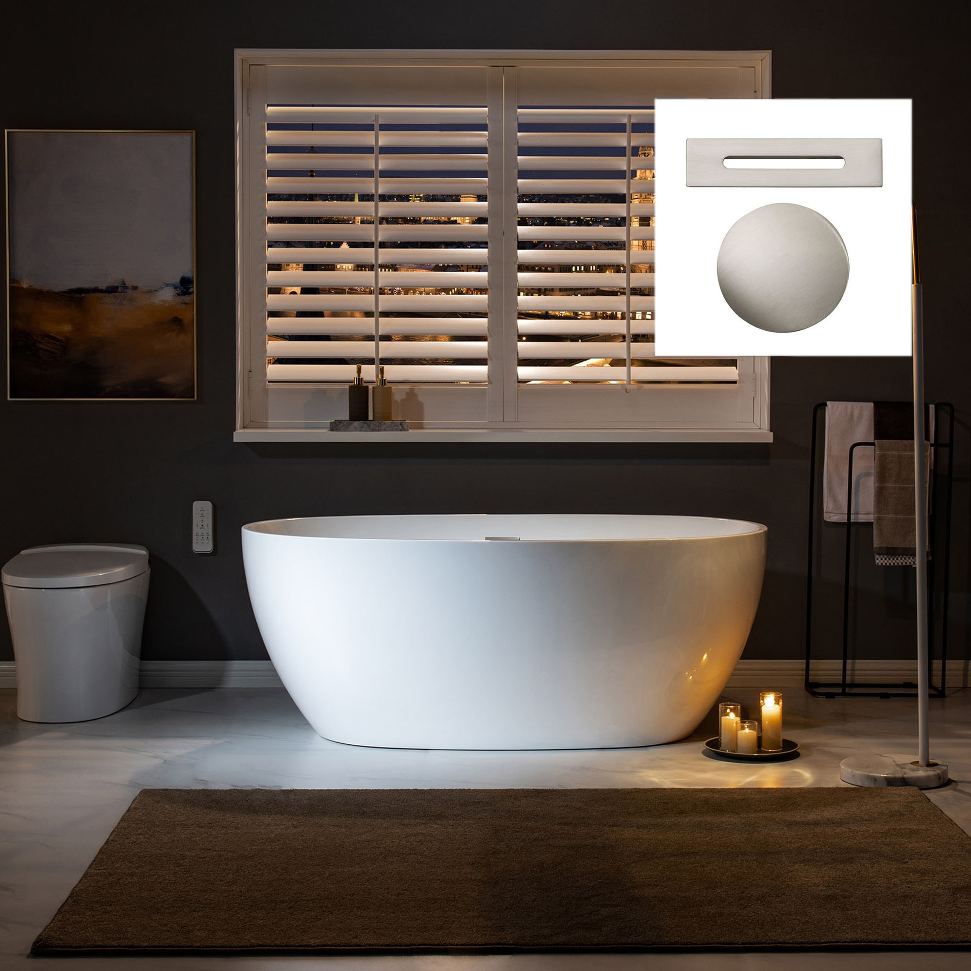 Ove Decors Serenity 71 in White Acrylic Freestanding Oval Bathtub