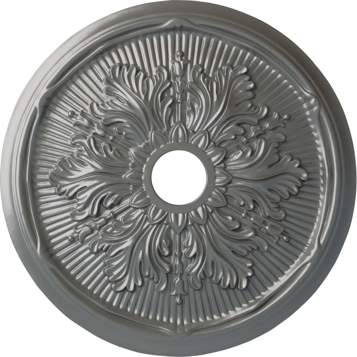 Ekena Millwork CM23LUSLS Luton Leaf 23.75-in W x 23.75-in L Painted Silver Polyurethane Whole Ceiling Medallion