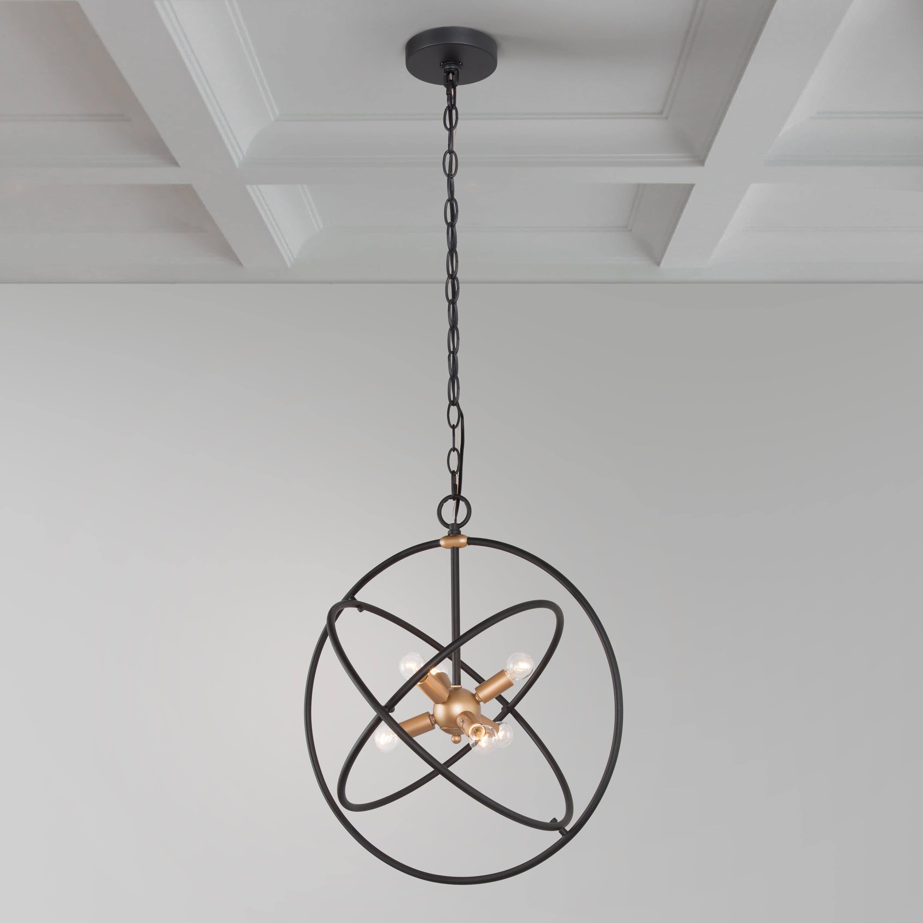 Uolfin 6 -Light Matte Black Metal Chandelier