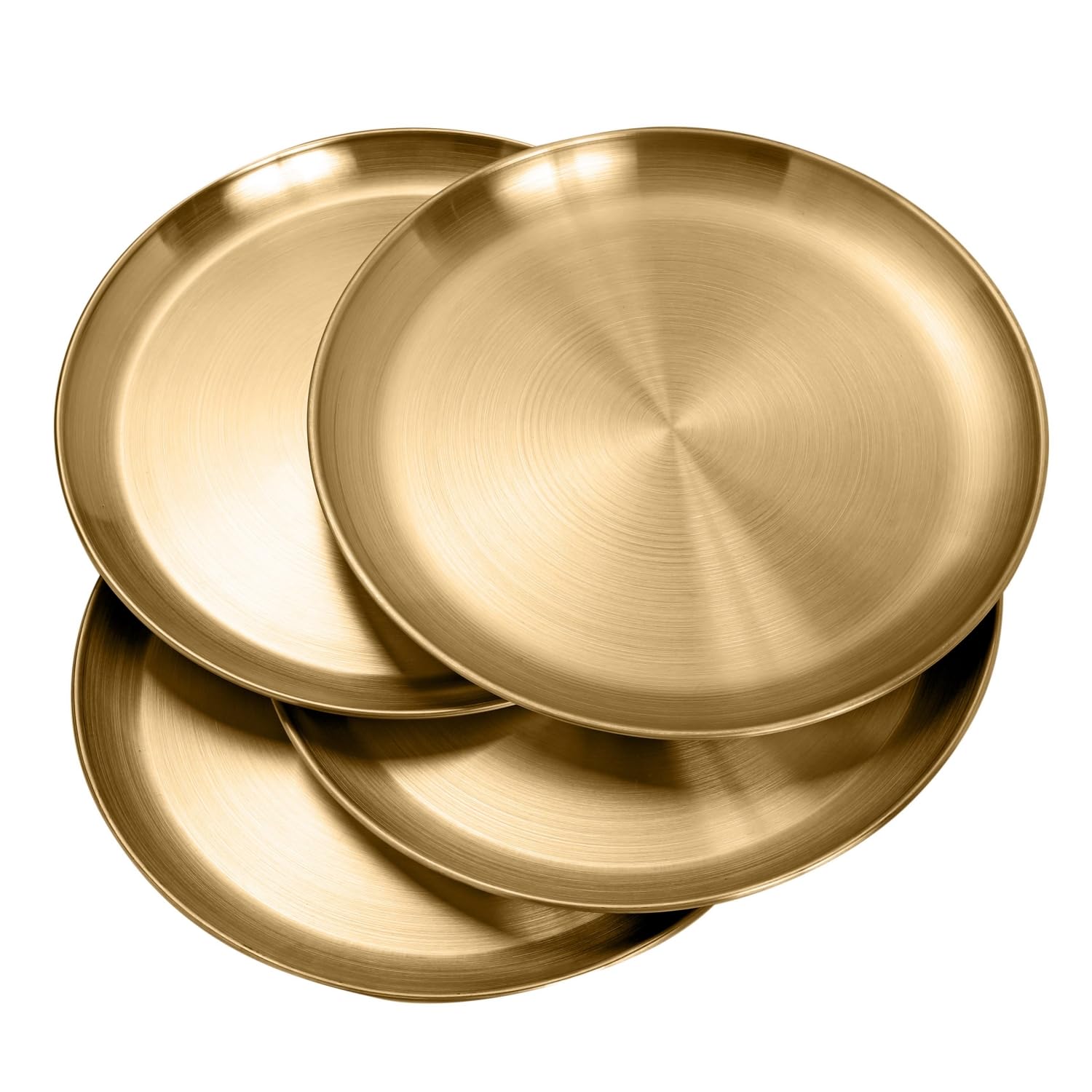 Aoibox  Gold Stainless Steel Dinner Plates 10 Inch Set of 4 Metal Salad Dessert Plates Set for Home Kitchen