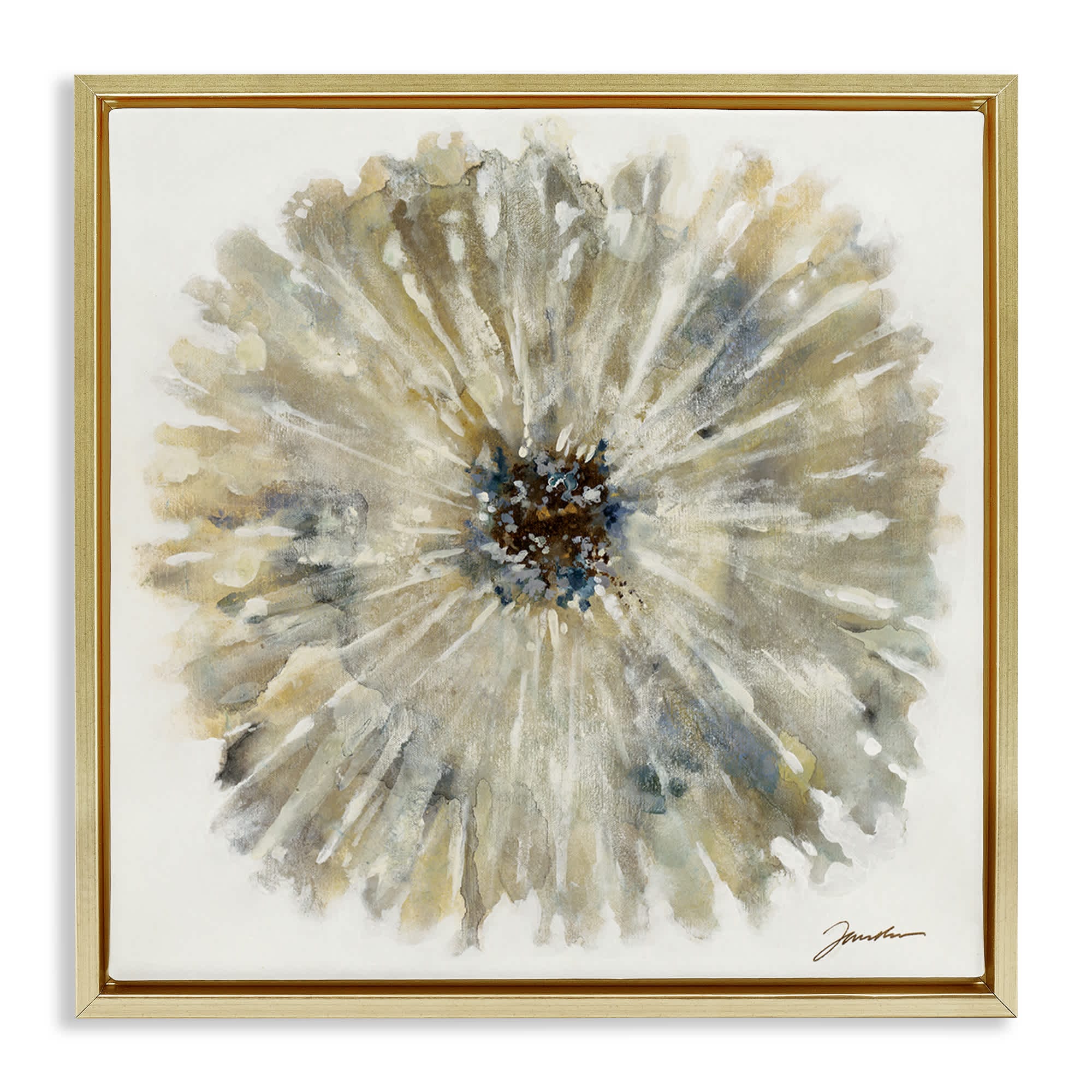 Stupell Industries BS-623-FFG-17X17 Neutral Rustic Abstract Flower Floating Frame design by Liz Jardine