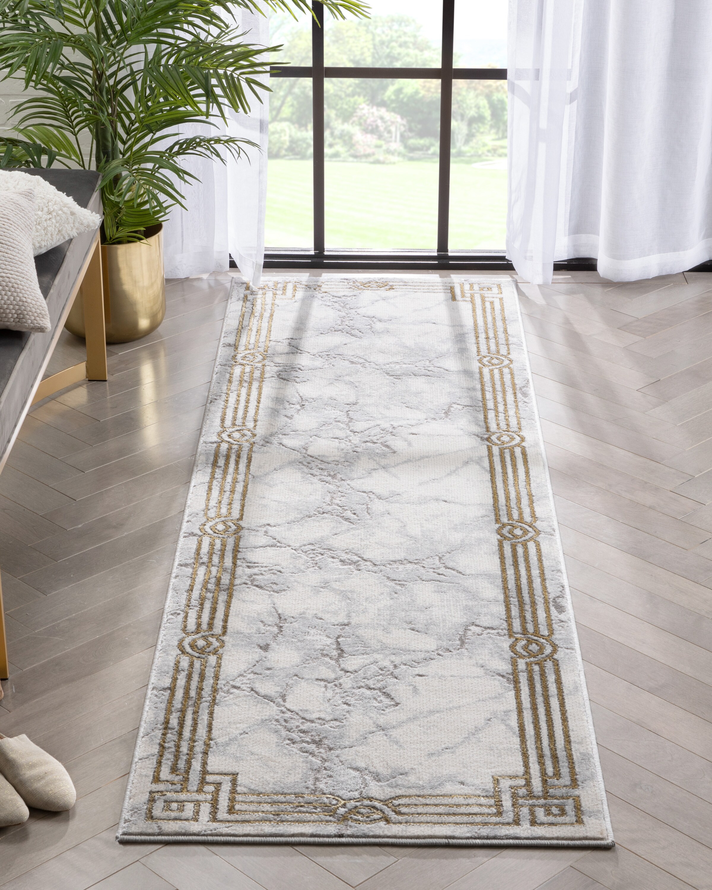 Well Woven FRM-72-2 Fairmont 2 x 8 (ft) Loomed Polypropylene Ivory Rectangular Indoor Abstract Mid-Century Modern Runner rug