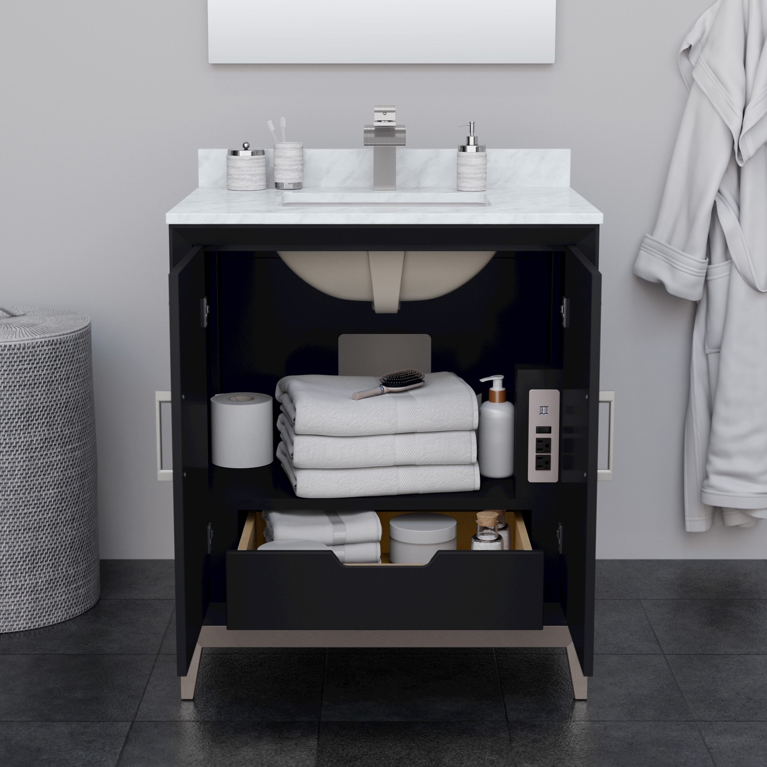 Wyndham Collection WCH515130SBKC2UNSMXX Bath-Vanity-Combo - View #3