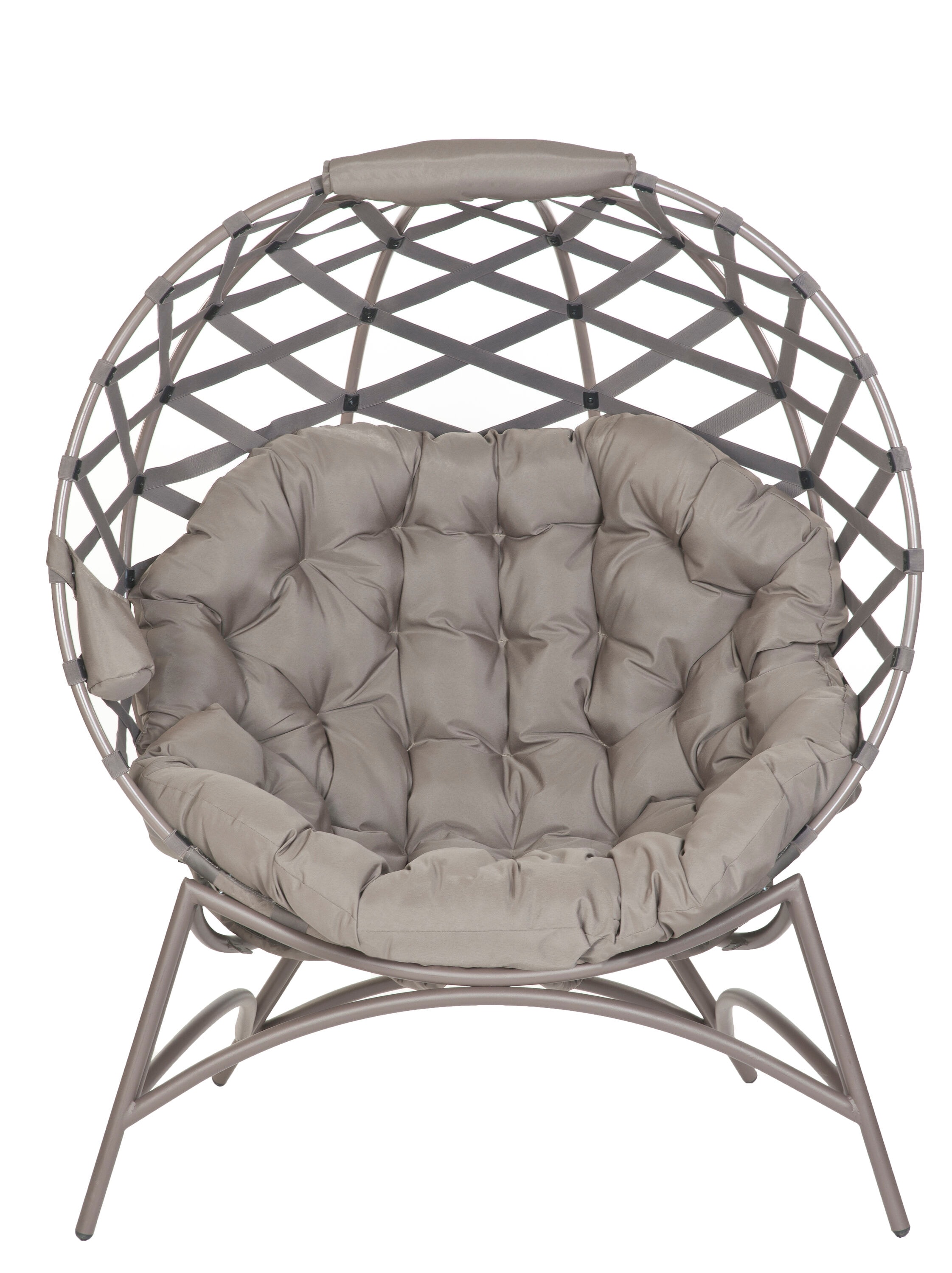 Flowerhouse FHXW400-SAND Cozy Ball Chair Brown Steel Frame Stationary Conversation Chair with Brown Solid Seat