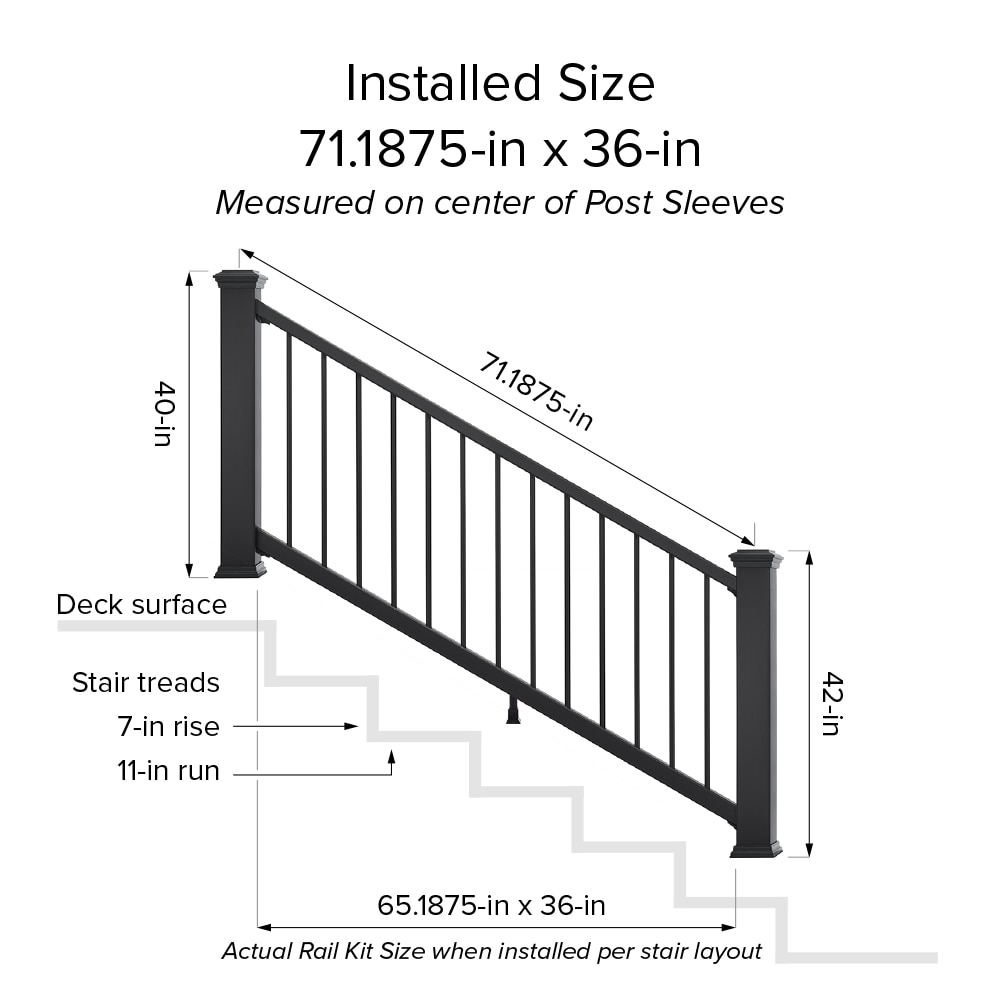 Trex Enhance 6-ft x 2.75-in x 36-in Charcoal Black Composite Deck Stair ...