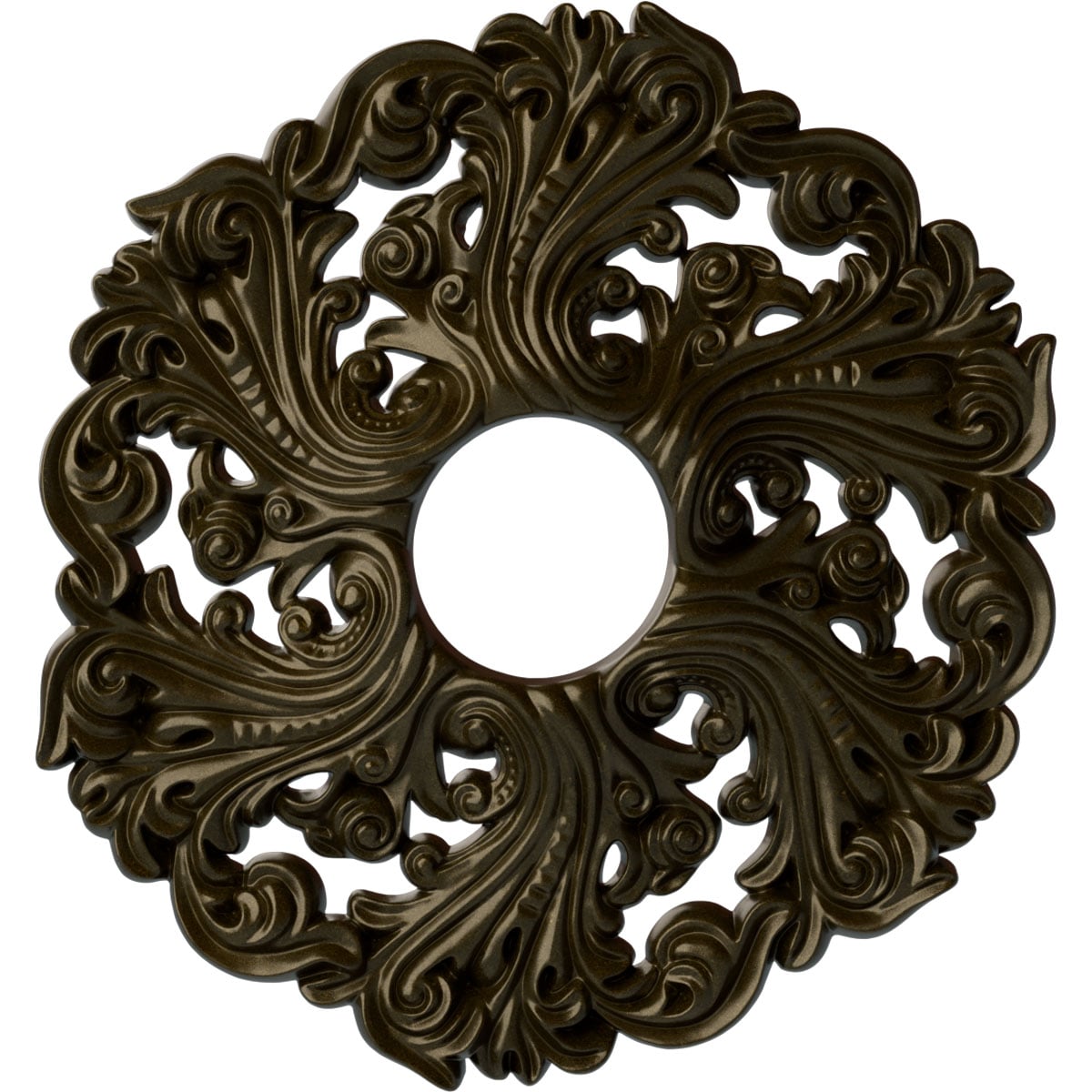 Ekena Millwork CM19ORGGS Orrington 19.625-in W x 19.625-in L Painted Green Gold Polyurethane Whole Ceiling Medallion