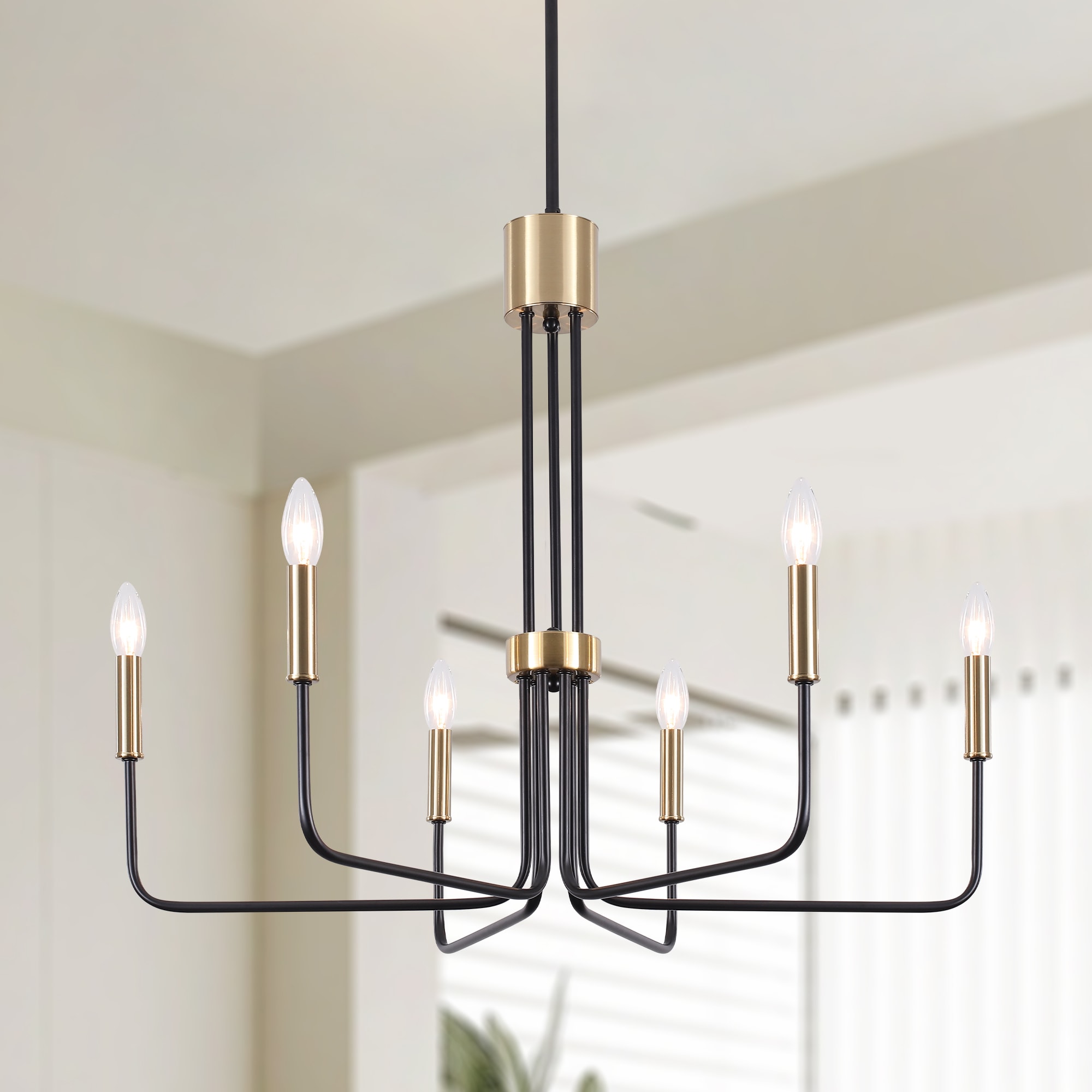 HLJYNJM 6-Light Gold Modern Minimalist Candlestick Island Chandelier