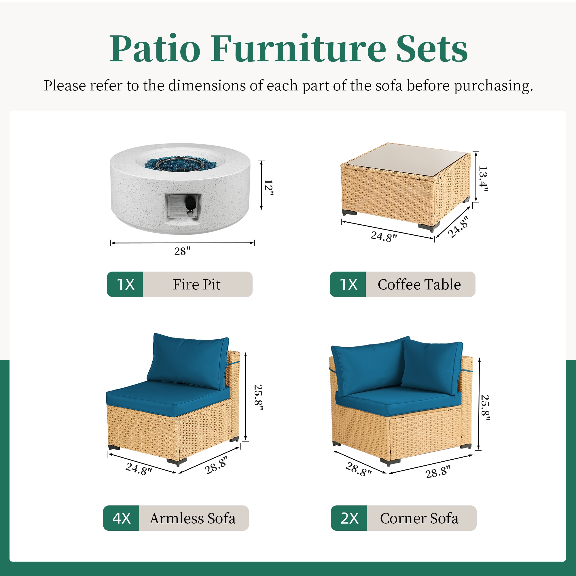 UPHA TBBE-ABC28SYMB-DLBLU Patio-Conversation-Sets - View #3