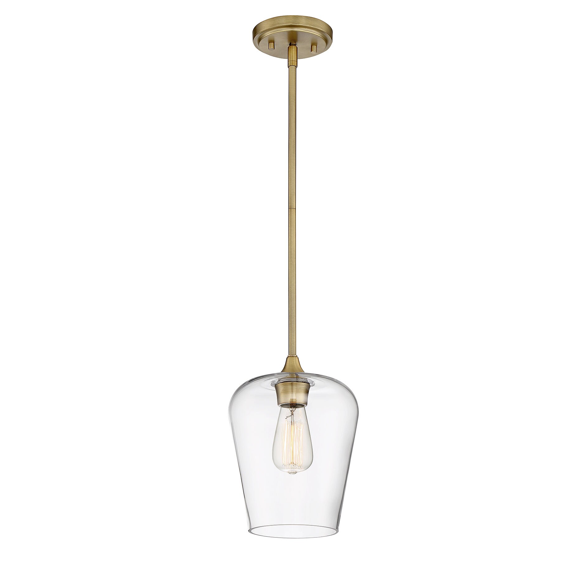 Octave Warm Brass Curved Glass Minimalist Pendant Light