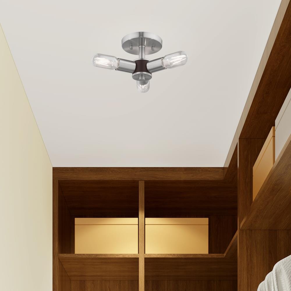 Copenhagen Brushed Nickel 3-Light Flush Mount Ceiling Fixture
