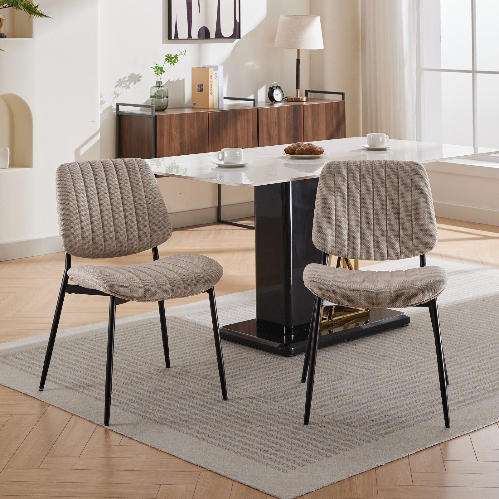 Hrinhom HC-N7017-BEIGE LINEN Dining-Chairs - View #2