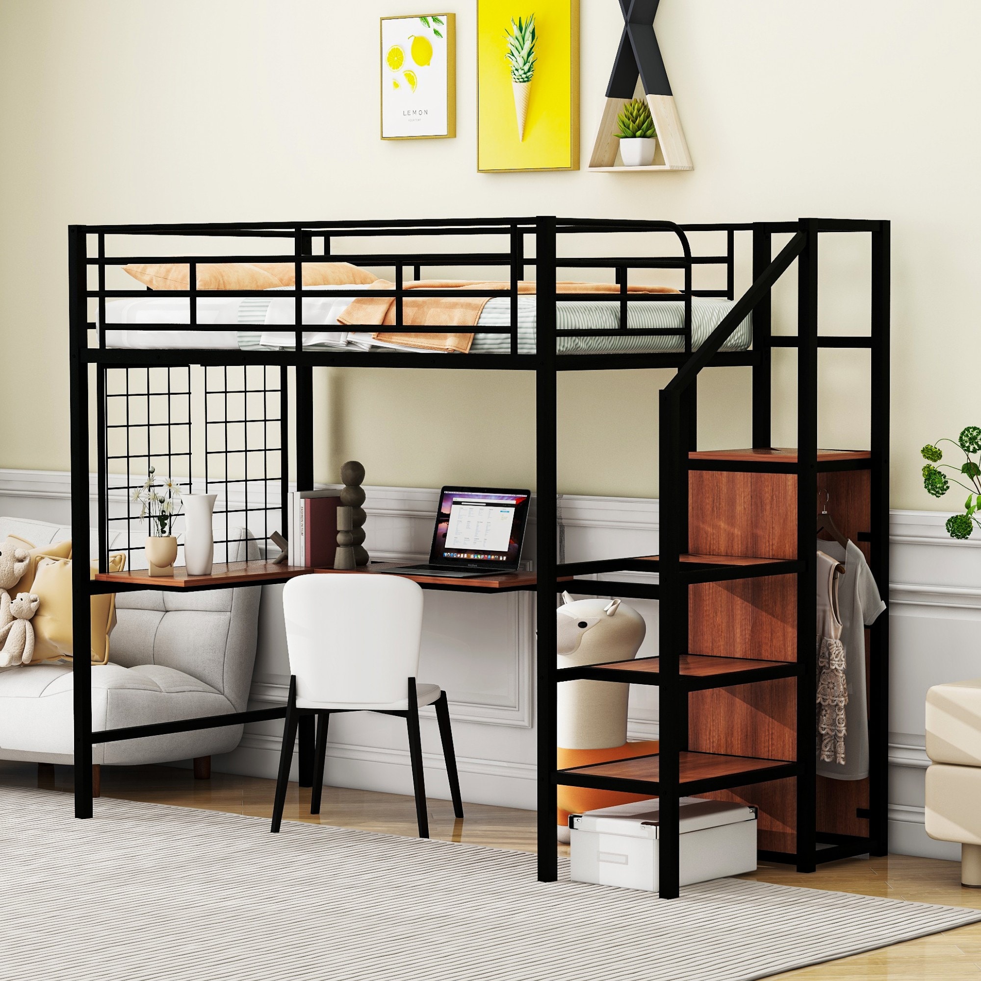 Yiekholo LL-1489AAB Black Twin loft Bunk Bed