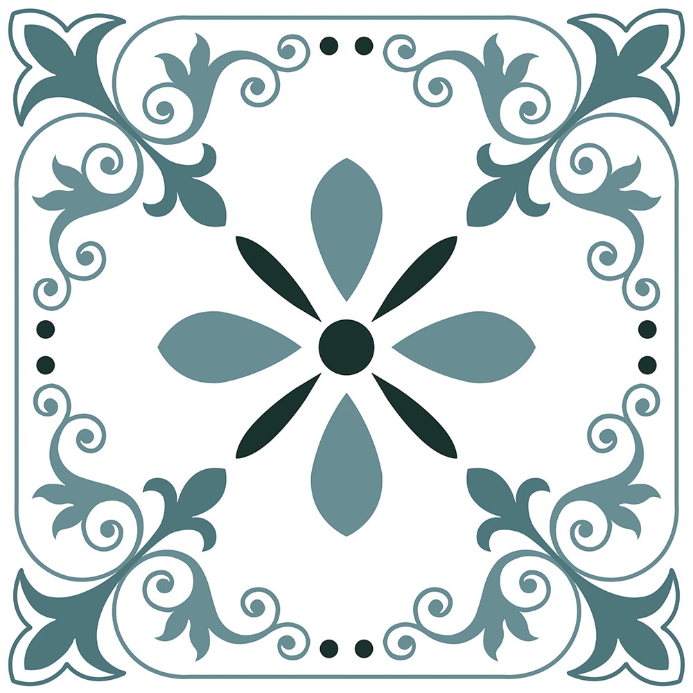 Jeedeson Green Ornate Floral Peel And Stick Vinyl Floor Roll 120 in L x 24 in W 20 sq ft Coverage 1 Roll Per Carton For Entryway Stair Bedroom Home Refresh #DQ1501-5P
