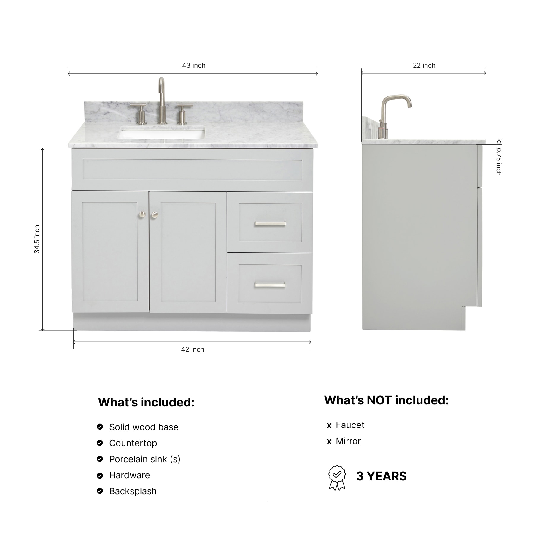 ARIEL F043SLCW2RVOGRY Bath-Vanity-Combo - View #4