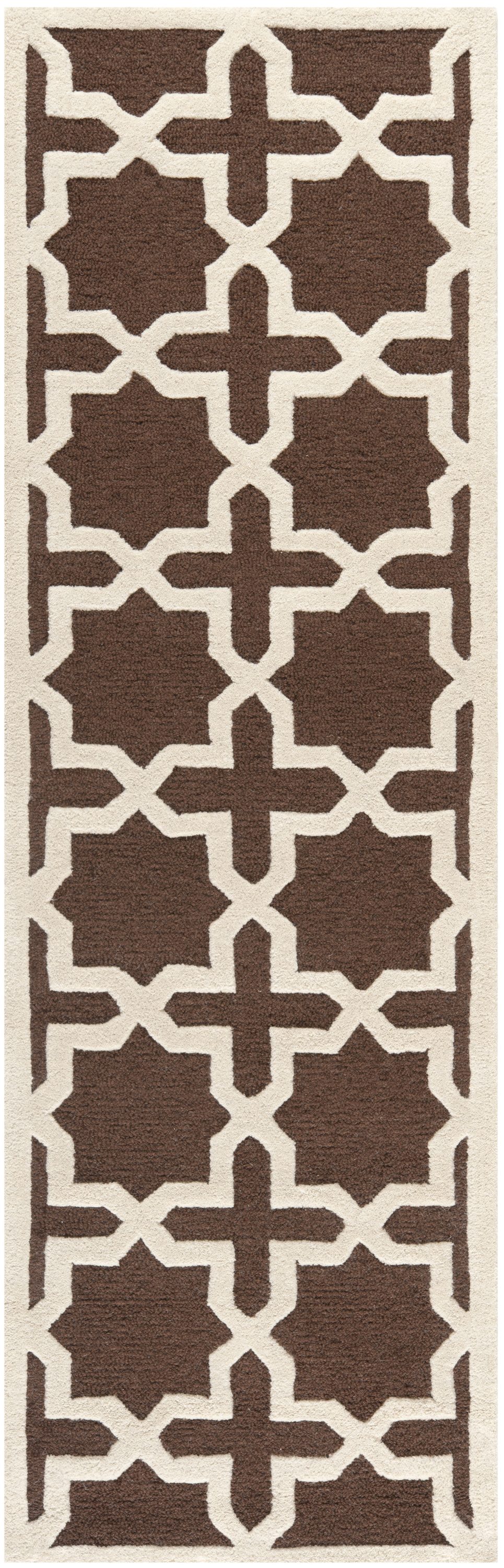 Safavieh CAM125H-212 Cambridge Marakesh 2 x 12 (ft) Tufted Wool Dark Brown/Ivory Rectangular Indoor Abstract Runner rug