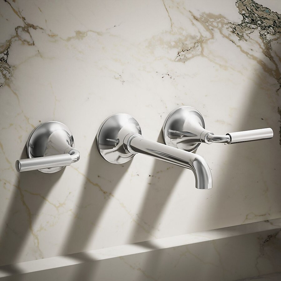 Wall-Mount 2-Handle Low-Arc Service Sink Faucet in Polished Chrome Wall-Mount 2-Handle Low-Arc Service Sink Faucet in Polished Chrome