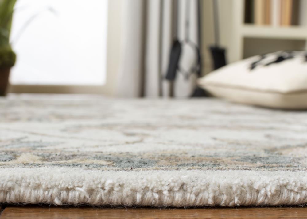Off-White Floral Tufted Wool-Viscose 5'x8' Area Rug