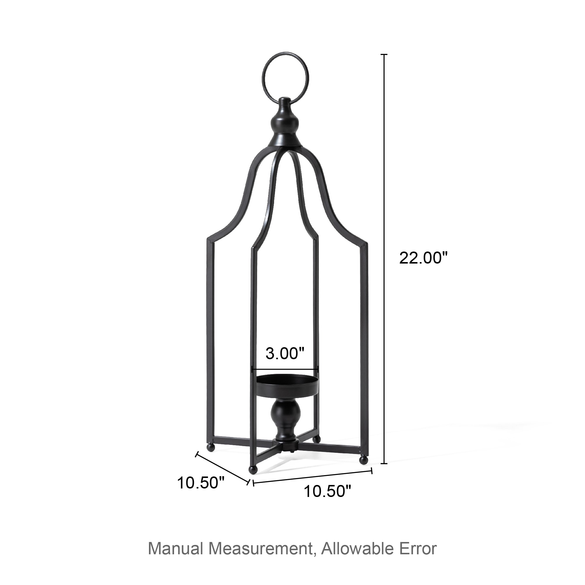 Traditional Winter Charm Black Metal Tabletop Candle Lantern