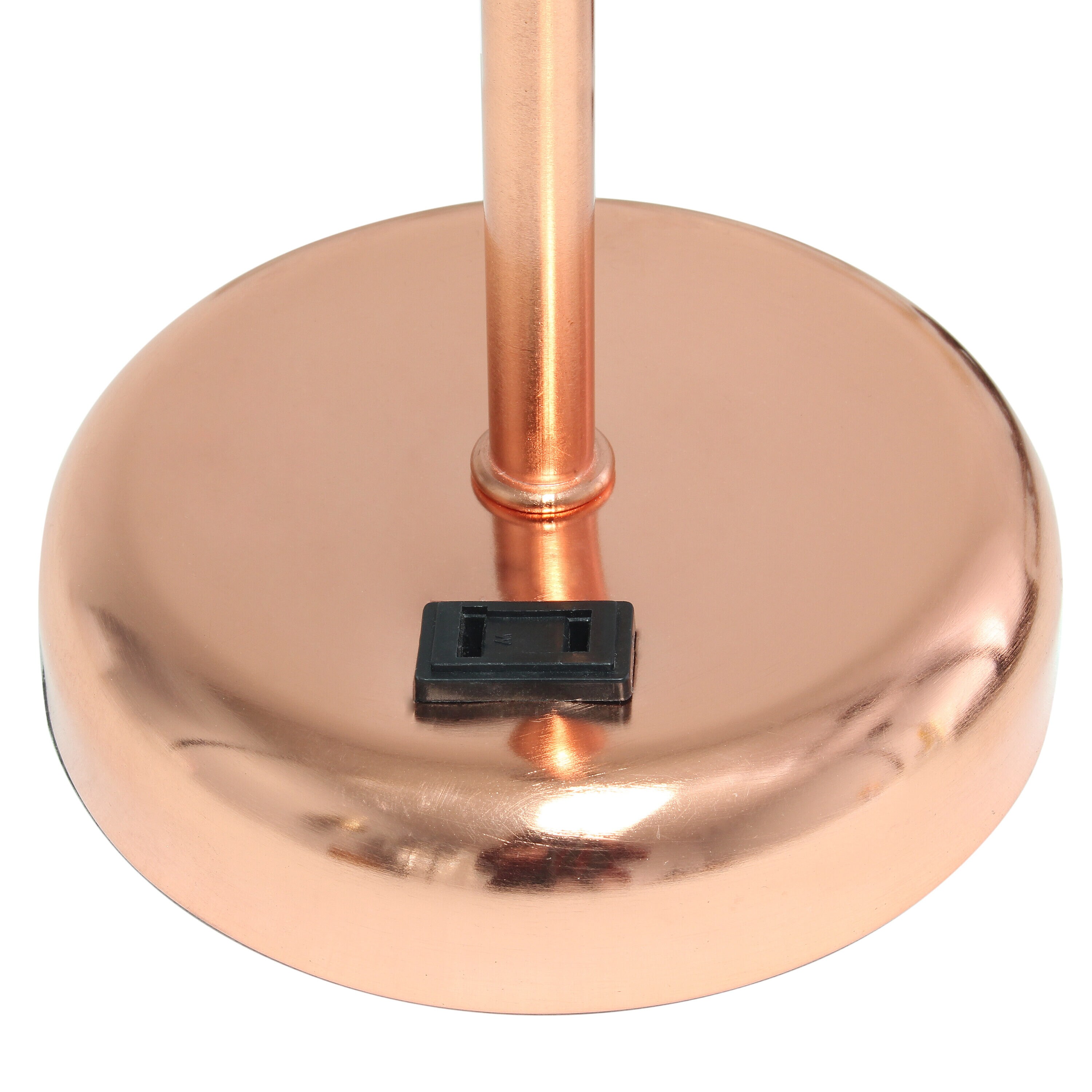 Rose Gold Metal Table Lamp with White Drum Shade