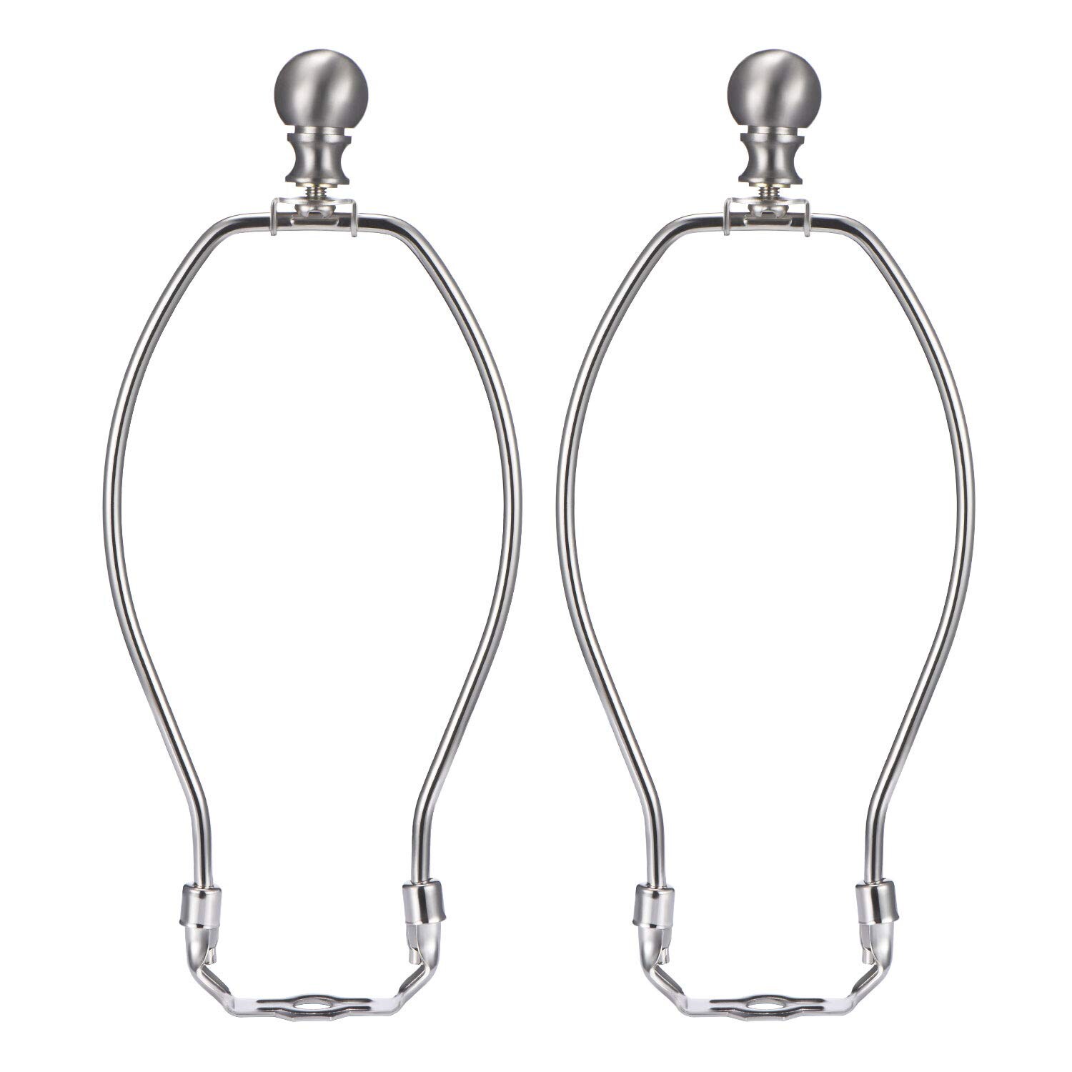 Aoibox  8 Inch Nickel Lamp Harp with Ball Finial and Detachable Saddle Base Holder 2 Pack for Table and Floor Lamps