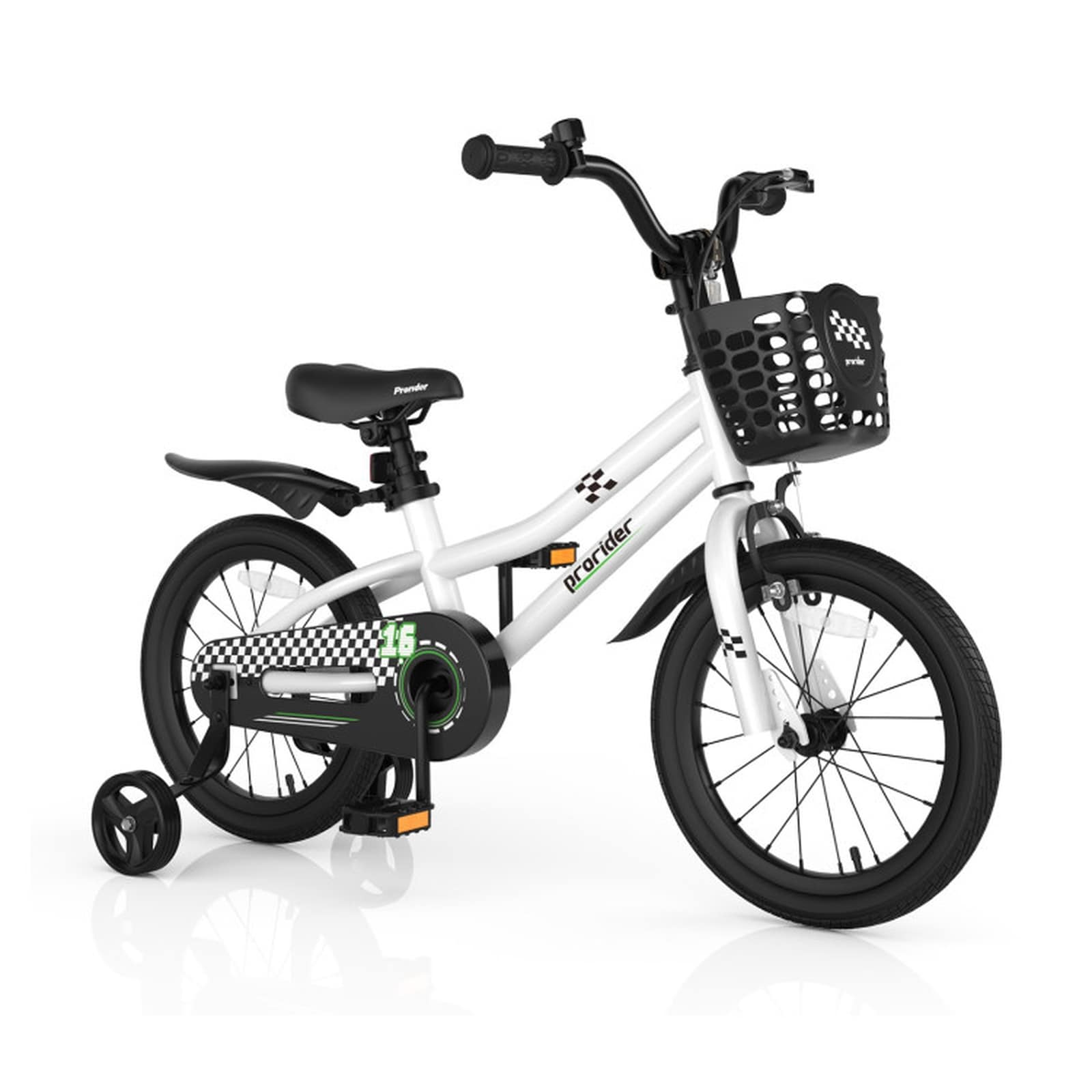 SUGIFT 16-in Kids Bike Removable Training Wheels Coaster Brake 4 to 7 Years Old Carbon-Steel Beginner Bicycle with Removable Basket