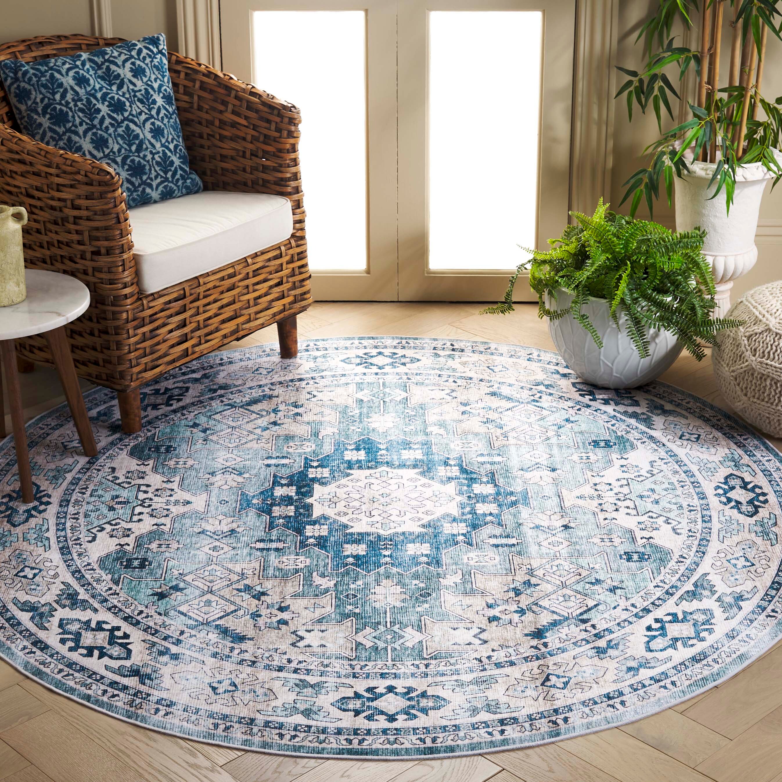 Arizona 512W Sage/Aqua 6ft x 6ft Traditional Rug